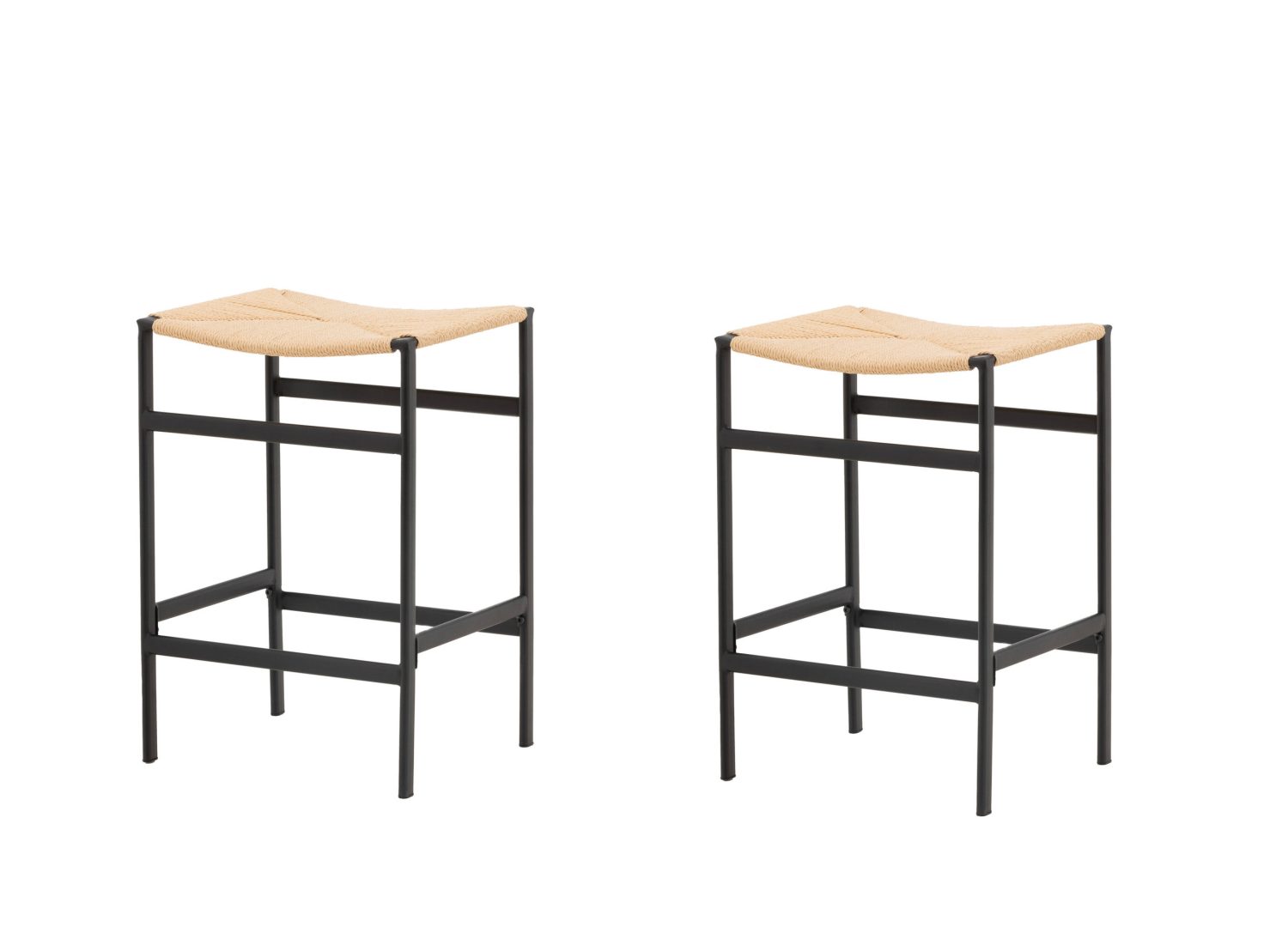 Lot de 2 tabourets de bar Polly rattan naturel assise 66 cm vu sous un autre angle