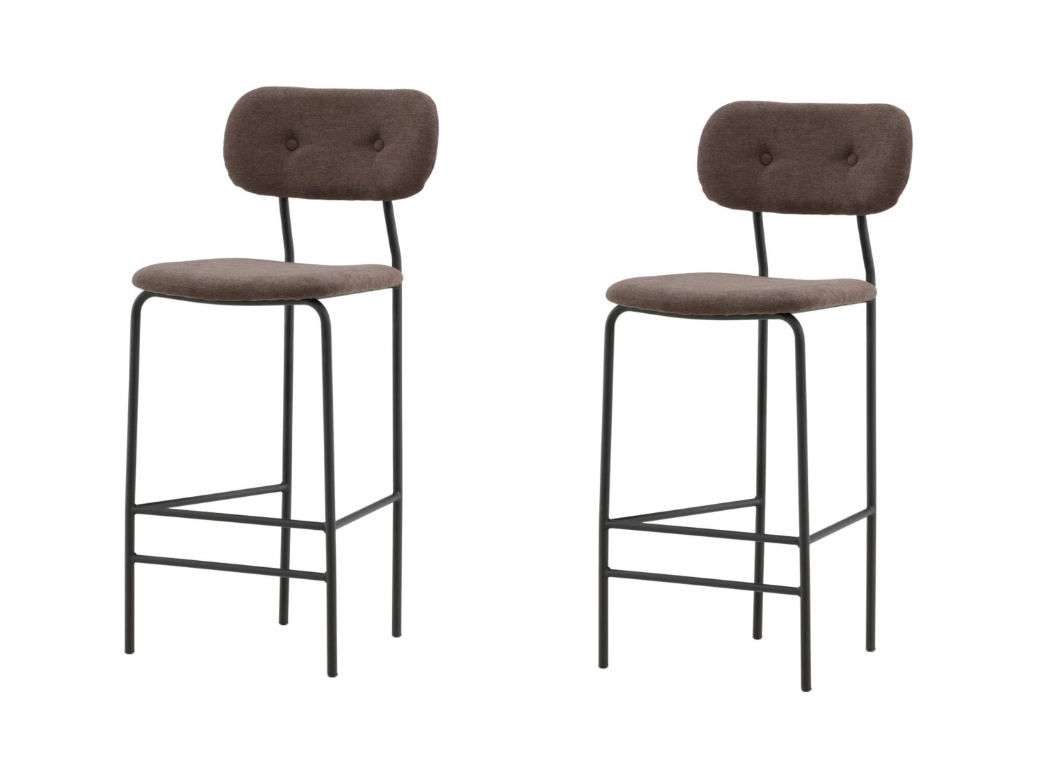 Lot de 2 tabourets de bar Ralf tissu effet lin marron assise 75 cm vu sous un autre angle
