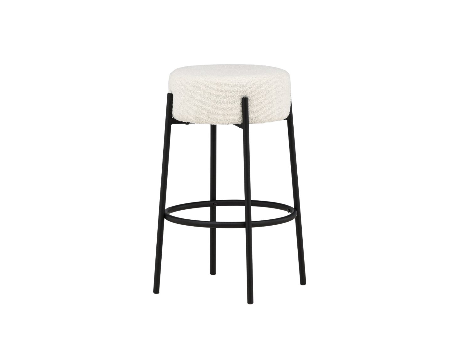 Tabouret de bar Tucson tissu bouclette blanc assise 70 cm vu sous un autre angle
