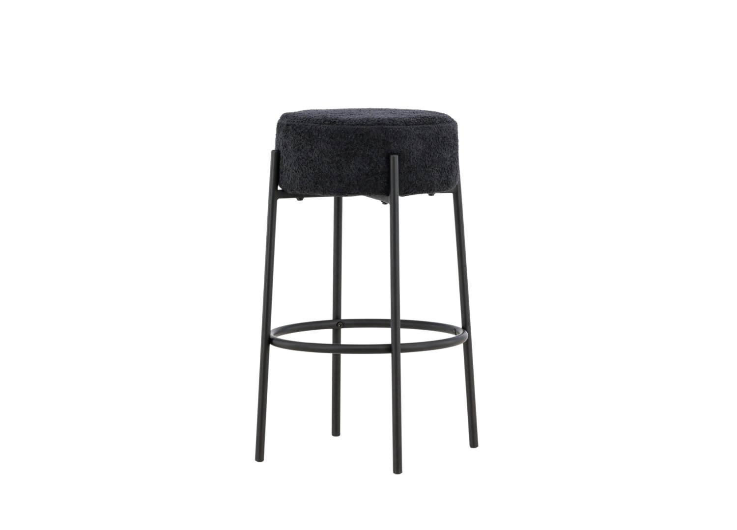Tabouret de bar Tucson tissu bouclette noir assise 70 cm vu sous un autre angle