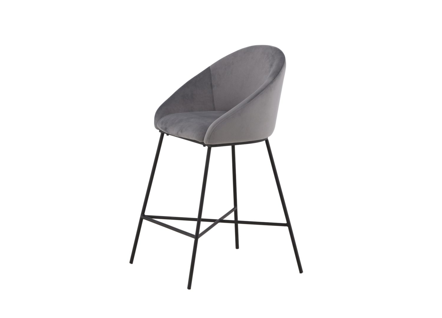 Détail de l'assise du tabouret de bar Velvet gris foncé