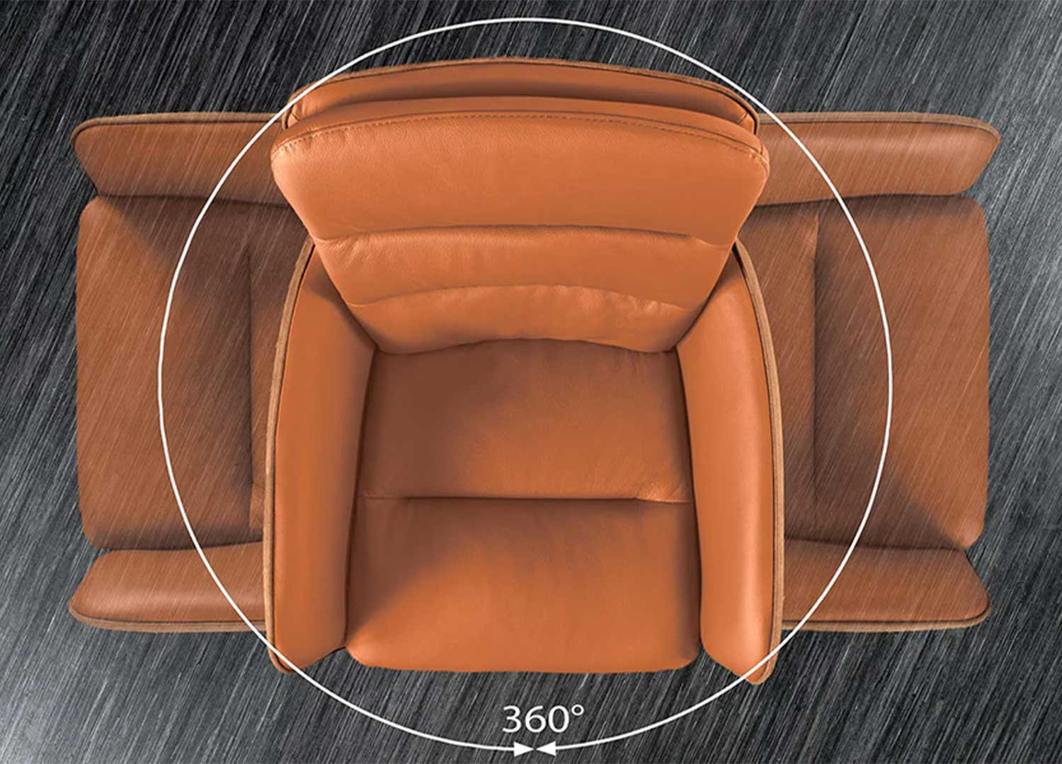 Tabouret de bar design cuir et microfibre cognac rotatif Abby