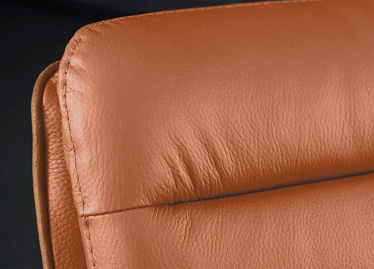 Tabouret de bar design cuir et microfibre cognac rotatif Abby