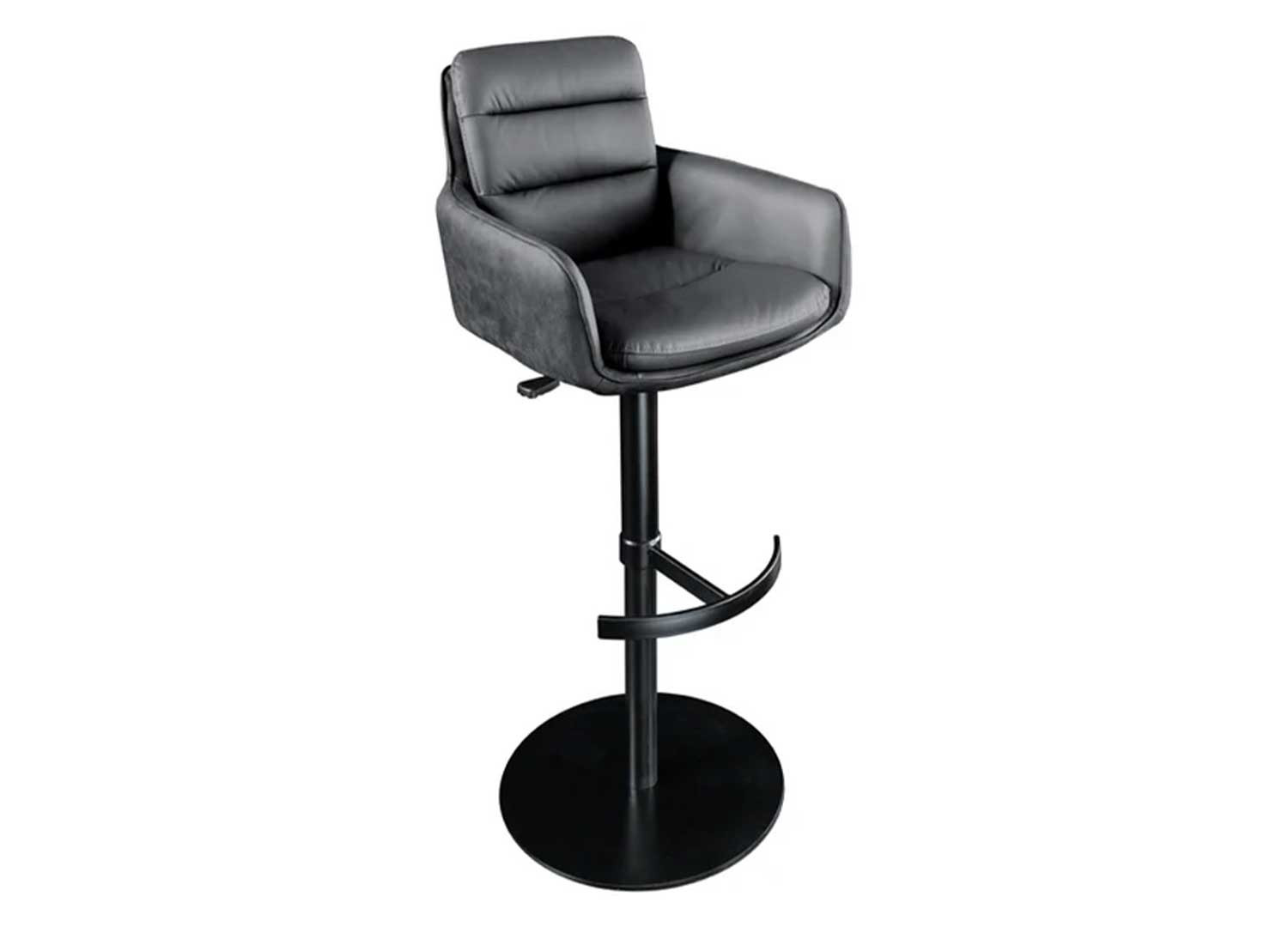 Tabouret de bar en cuir et microfibre anthracite rotatif Abby