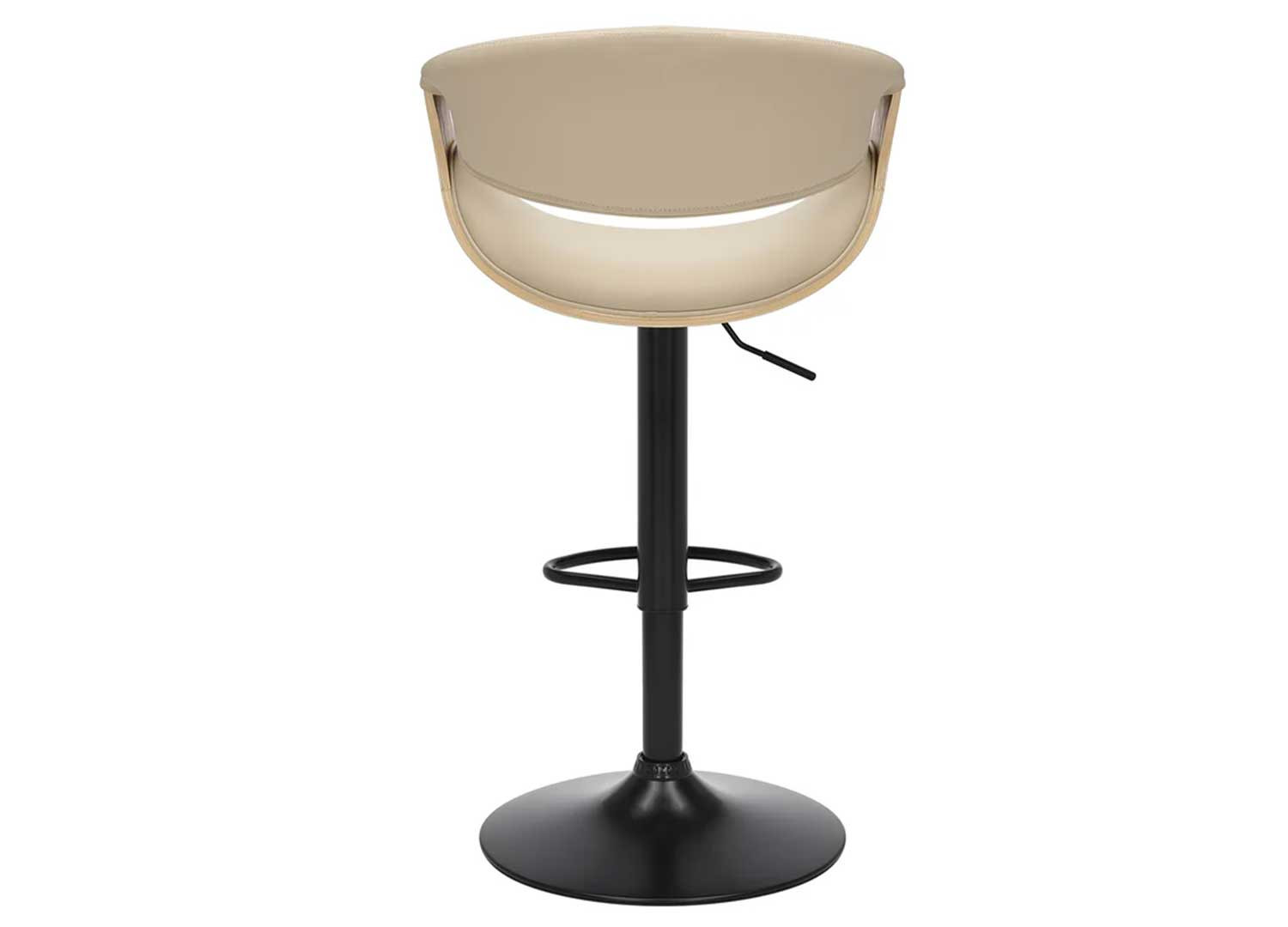 Tabouret de bar pivotant rétro moderne beige et chêne clair Oliver
