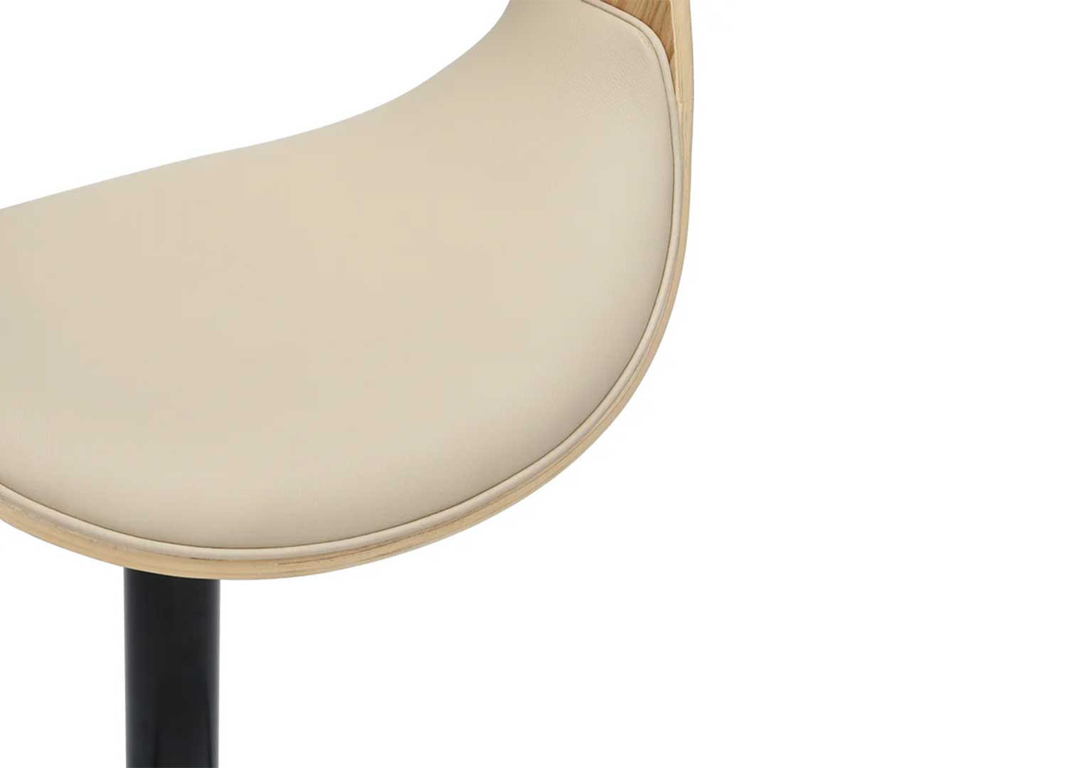 Tabouret de bar pivotant rétro moderne beige et chêne clair Oliver