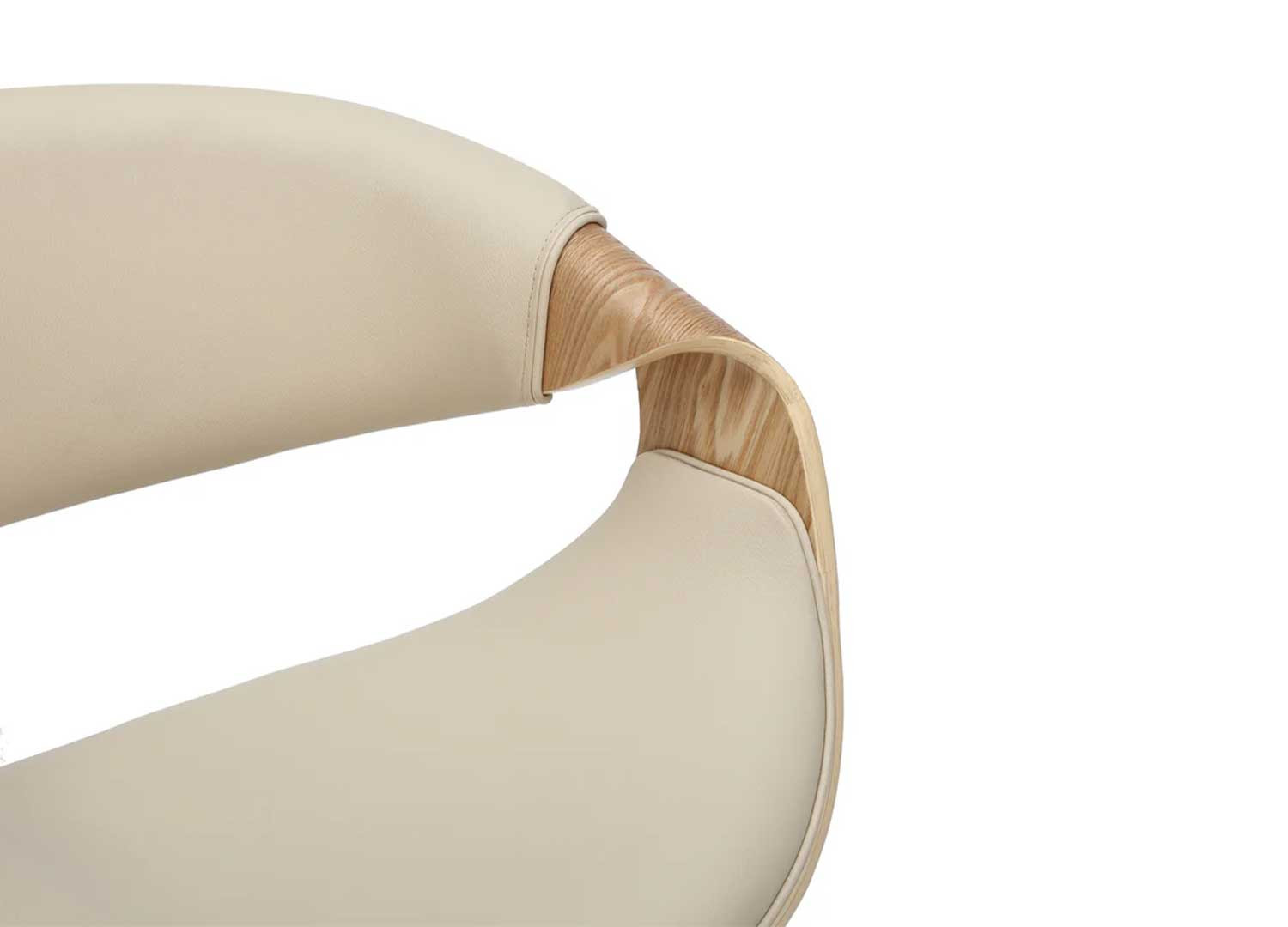 Tabouret de bar pivotant rétro moderne beige et chêne clair Oliver