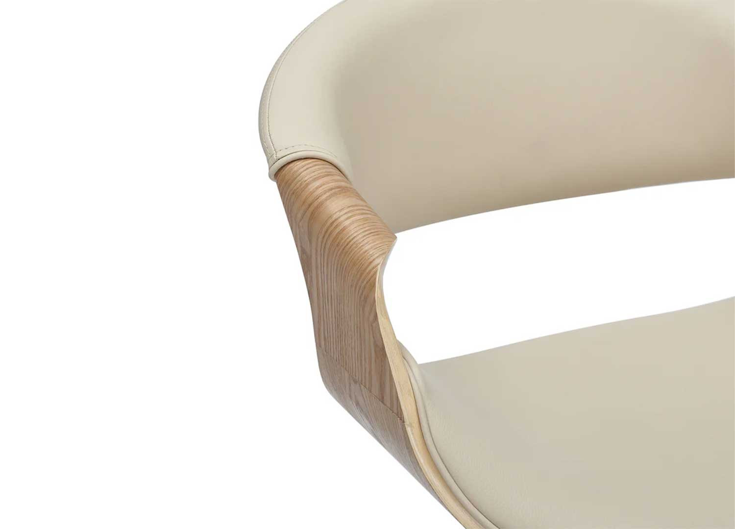 Tabouret de bar pivotant rétro moderne beige et chêne clair Oliver