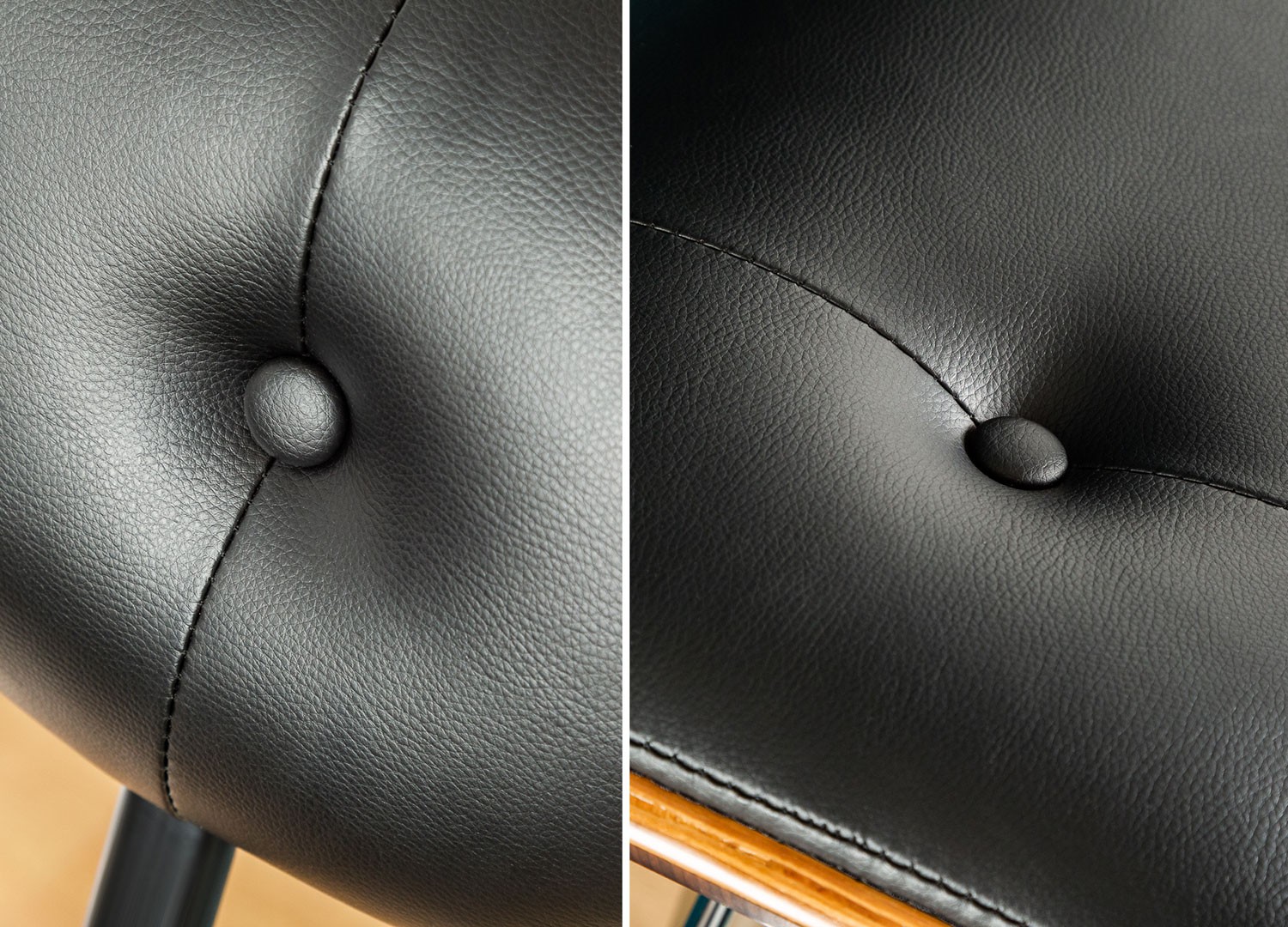 Tabouret de bar rétro réglable en hauteur noir et noyer