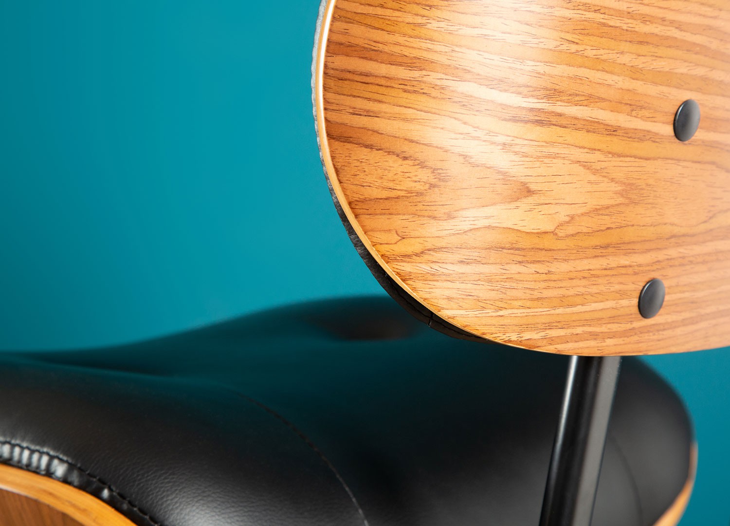 Tabouret de bar rétro réglable en hauteur noir et noyer