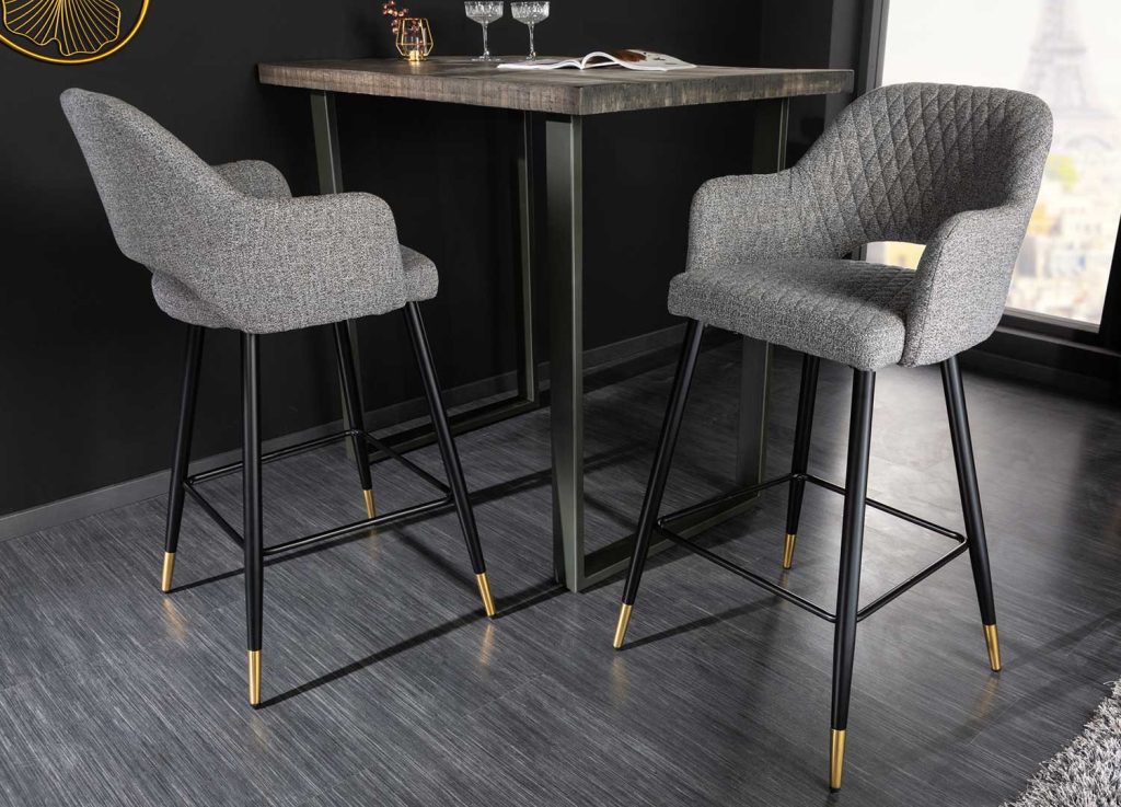 Tabouret de bar tissu gris clair