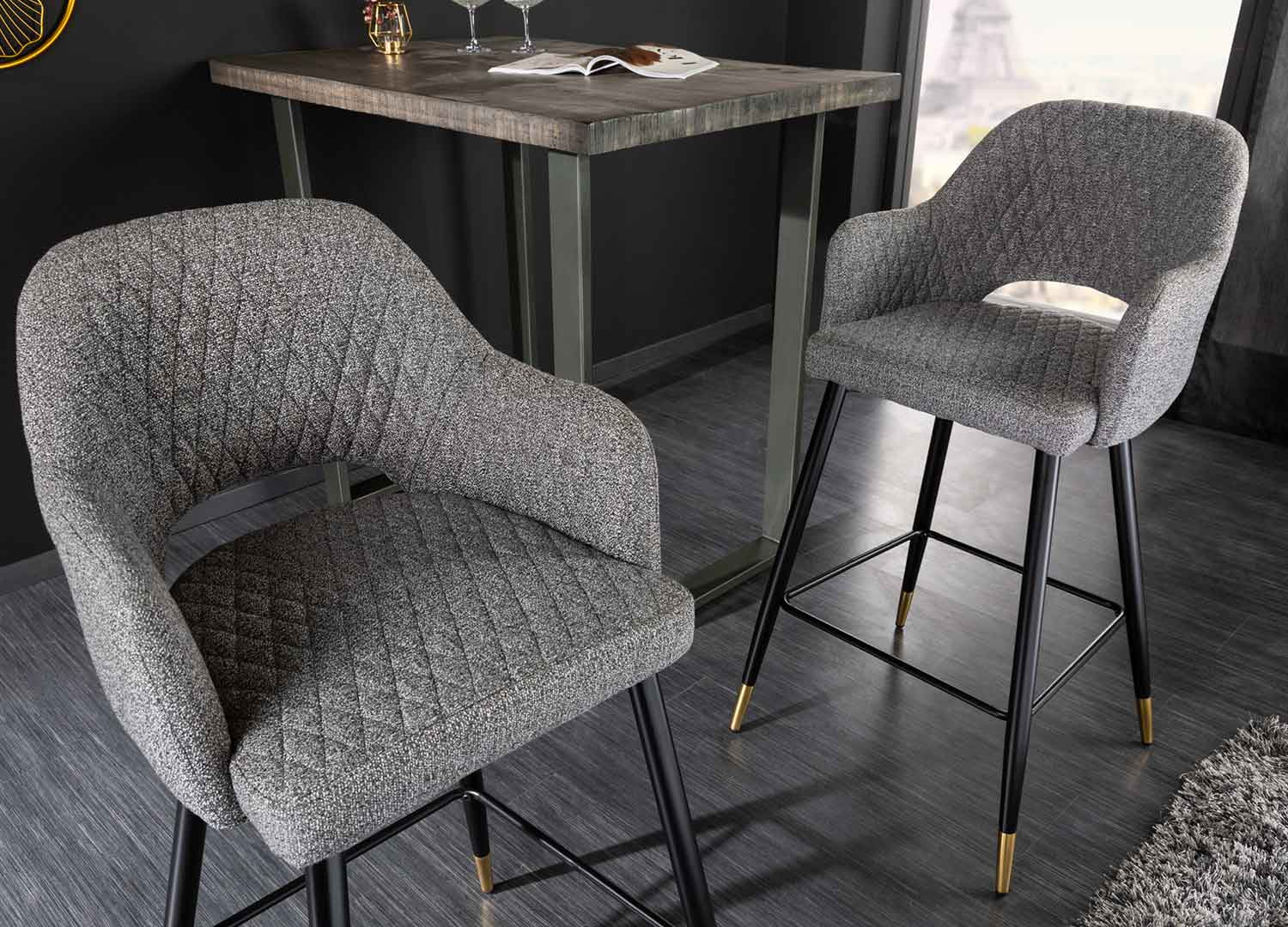 Tabouret de bar tissu gris clair