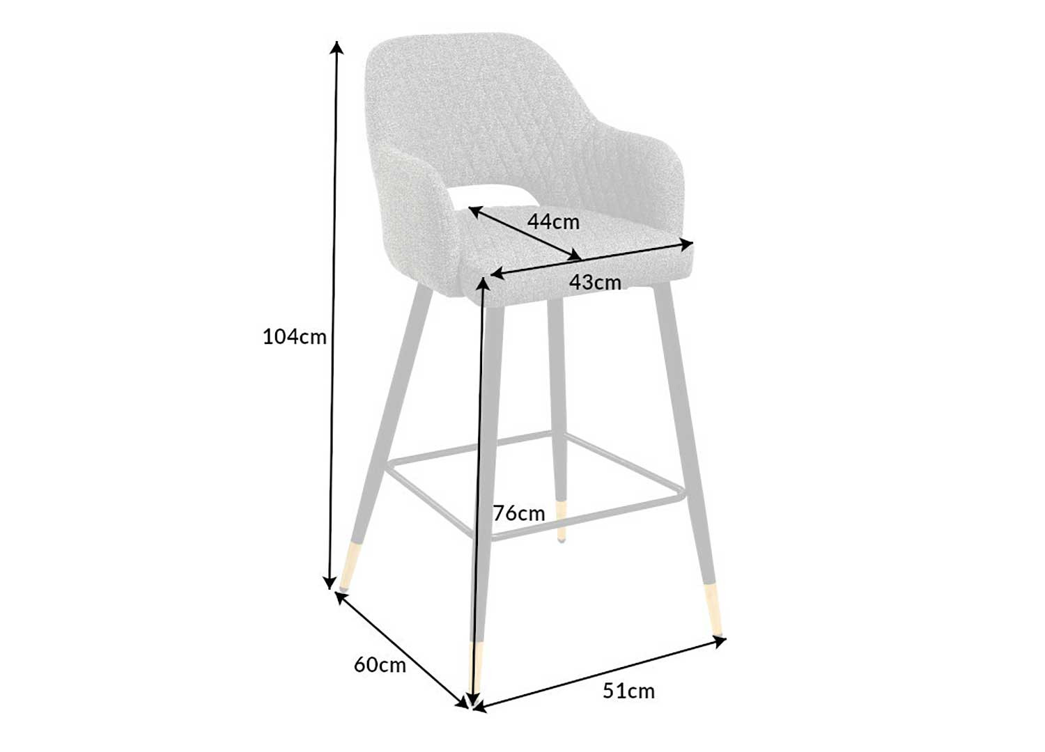 Tabouret de bar tissu gris clair