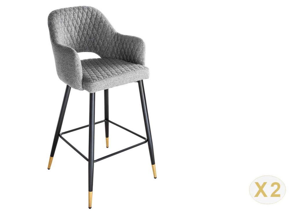 Tabouret de bar tissu gris clair