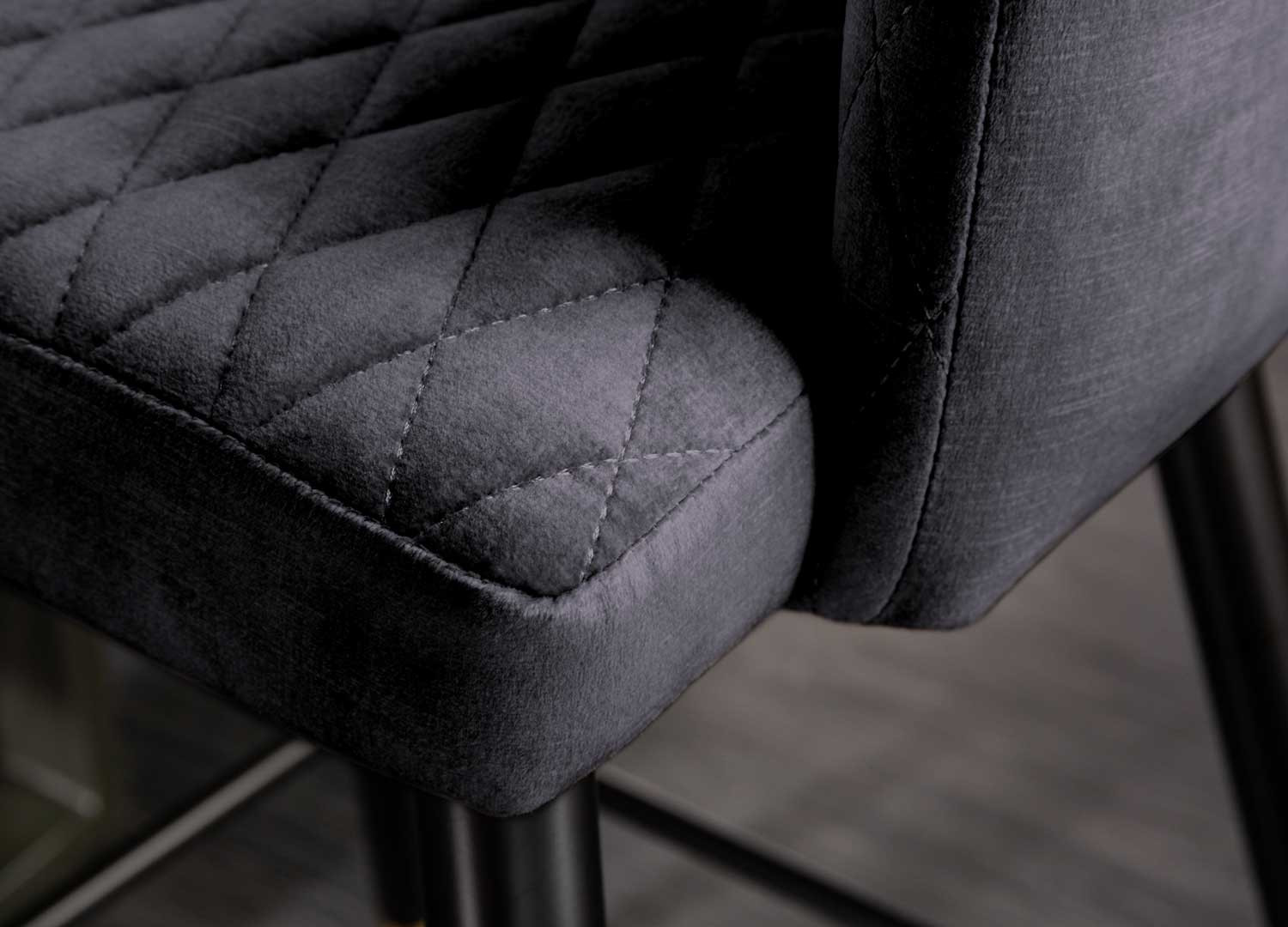 Tabouret de bar tissu velours gris anthracite
