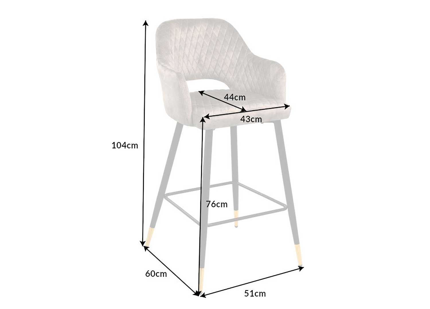 Tabouret de bar tissu velours gris anthracite