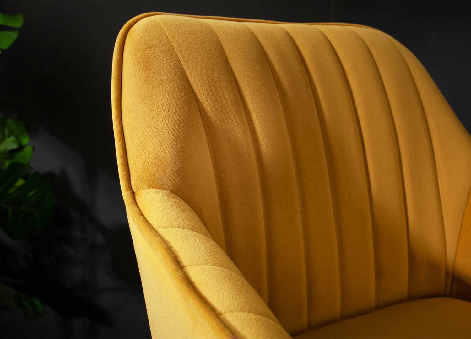 Tabourets de bar velours jaune moutarde