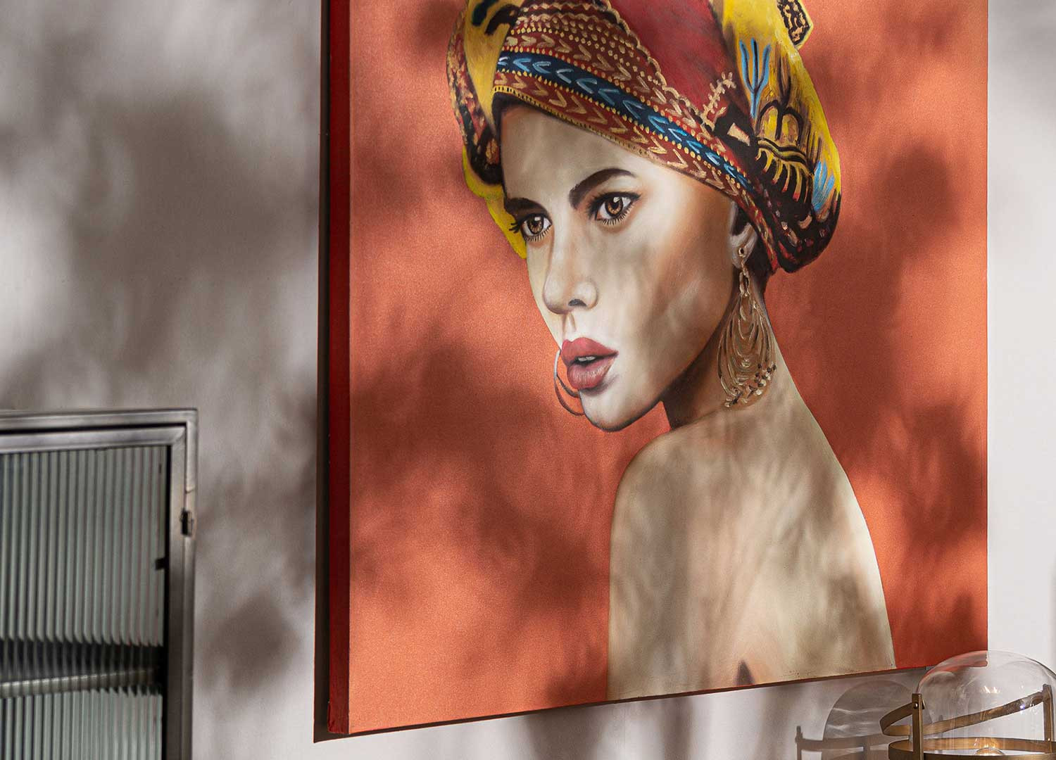 Toile colorée visage femme style africaine 120x100 cm