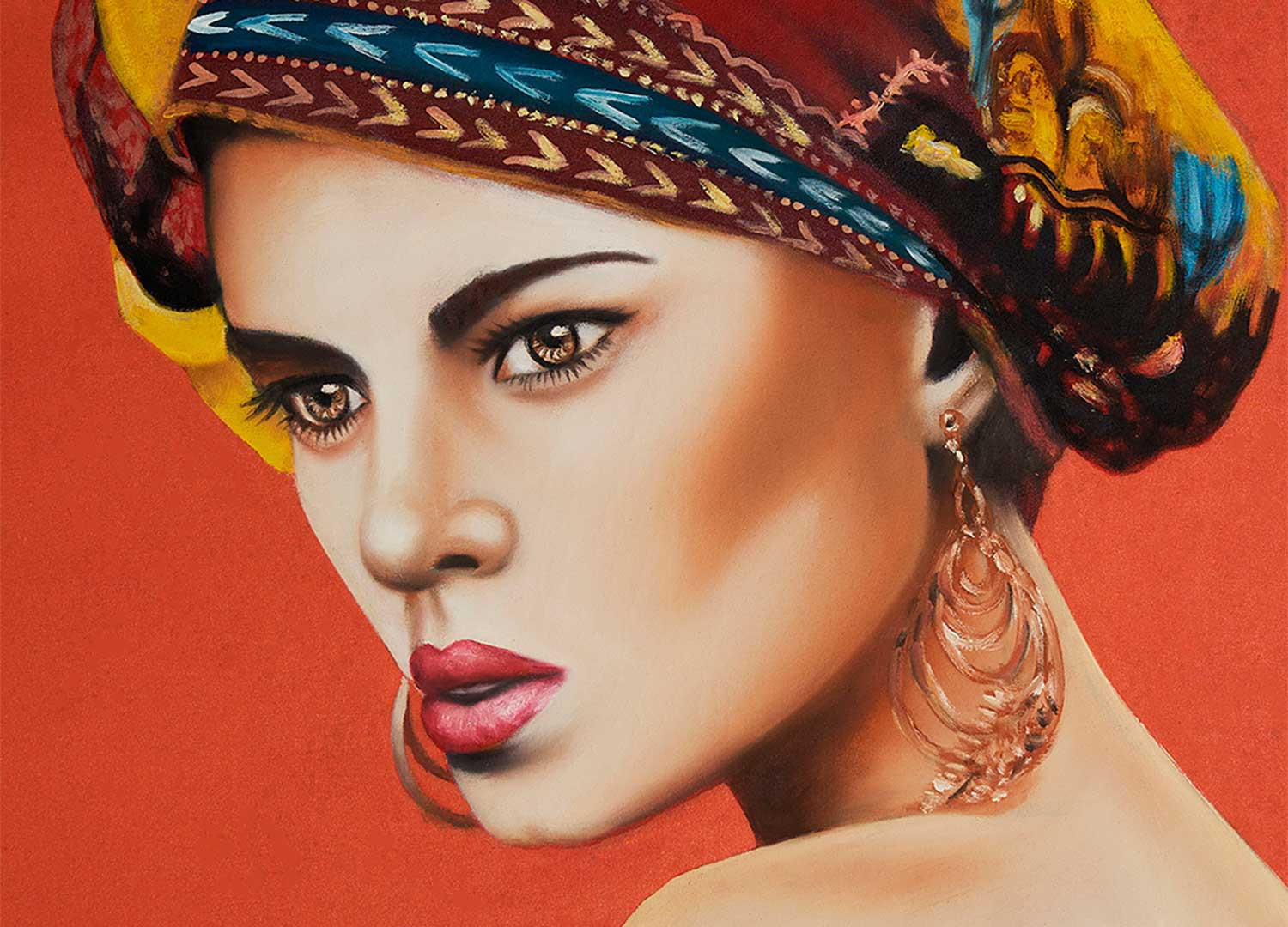 Toile colorée visage femme style africaine 120x100 cm