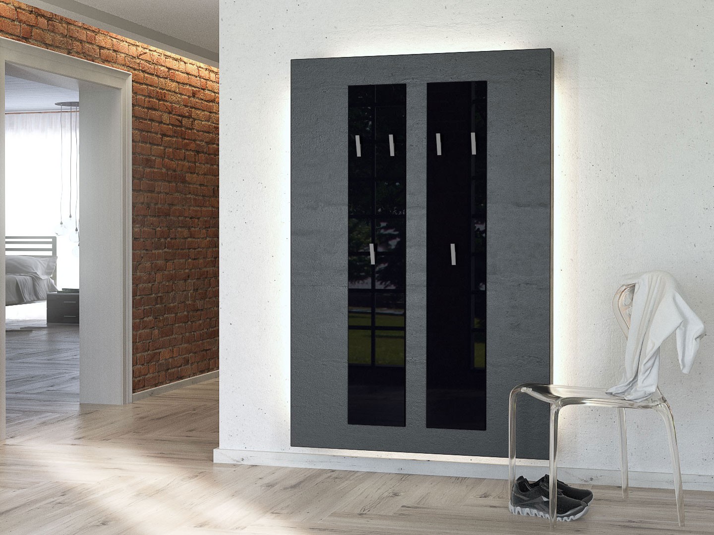 Vestiaire mural d'entrée design 140 cm