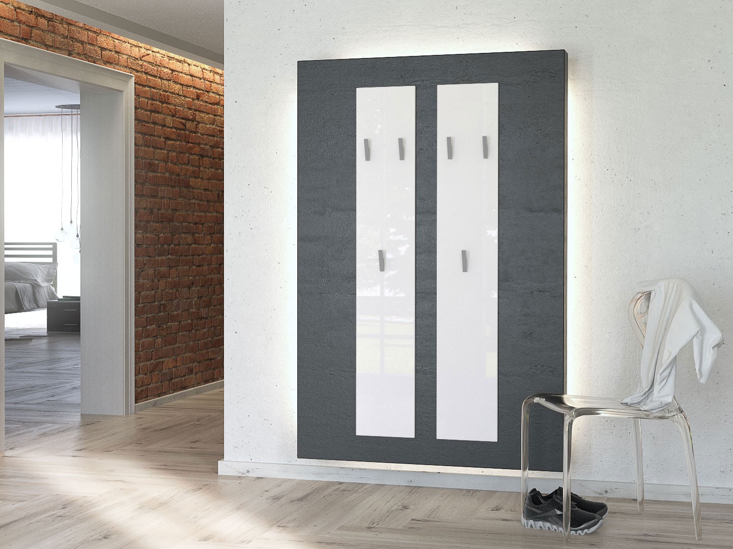 Vestiaire mural d'entrée design 140 cm