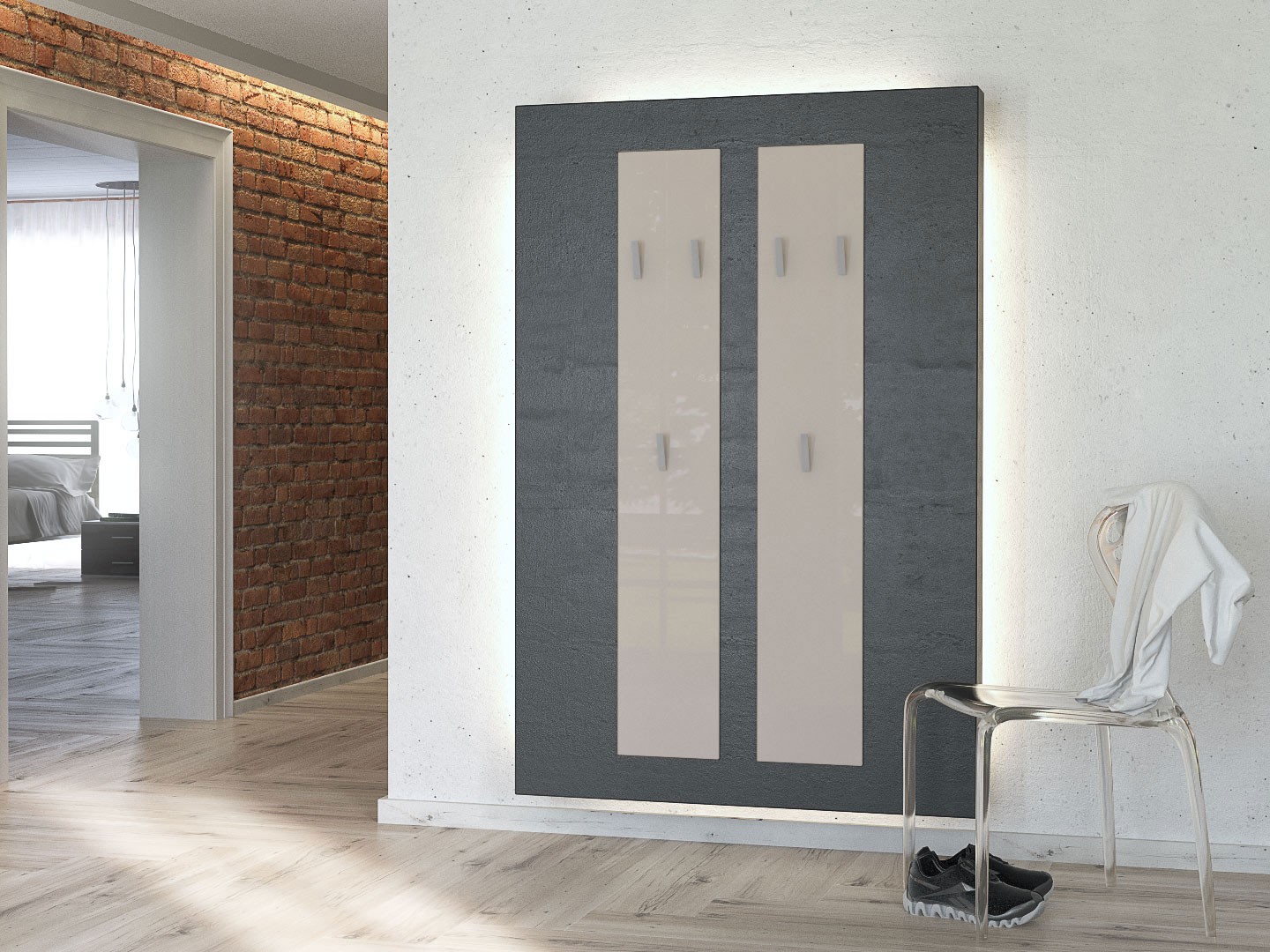 Vestiaire mural d'entrée design 140 cm