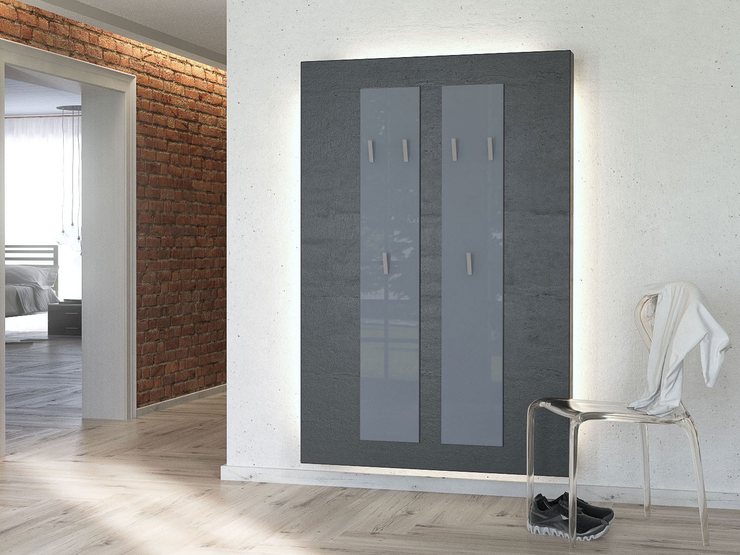 Vestiaire mural d'entrée design 140 cm