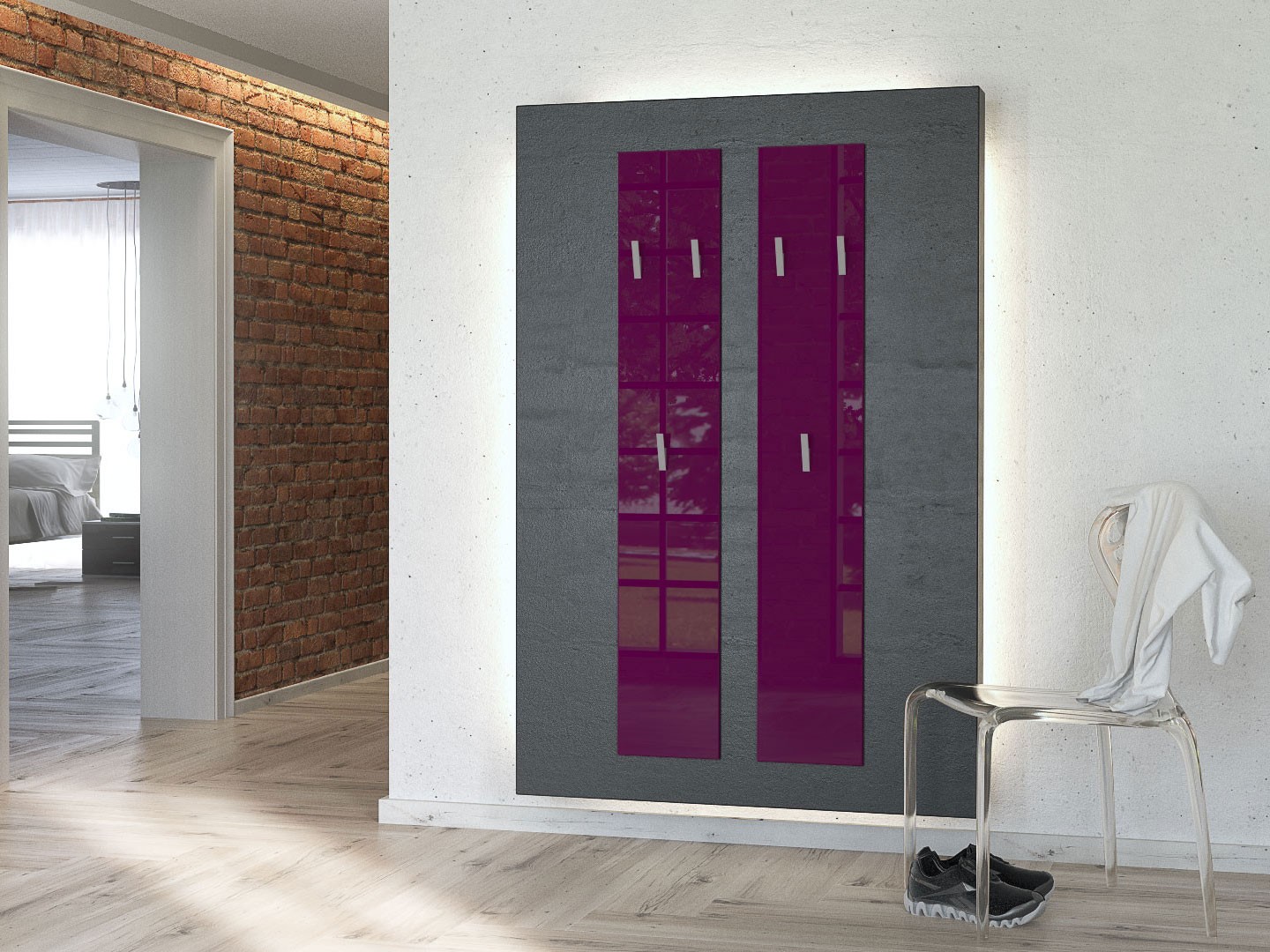 Vestiaire mural d'entrée design 140 cm