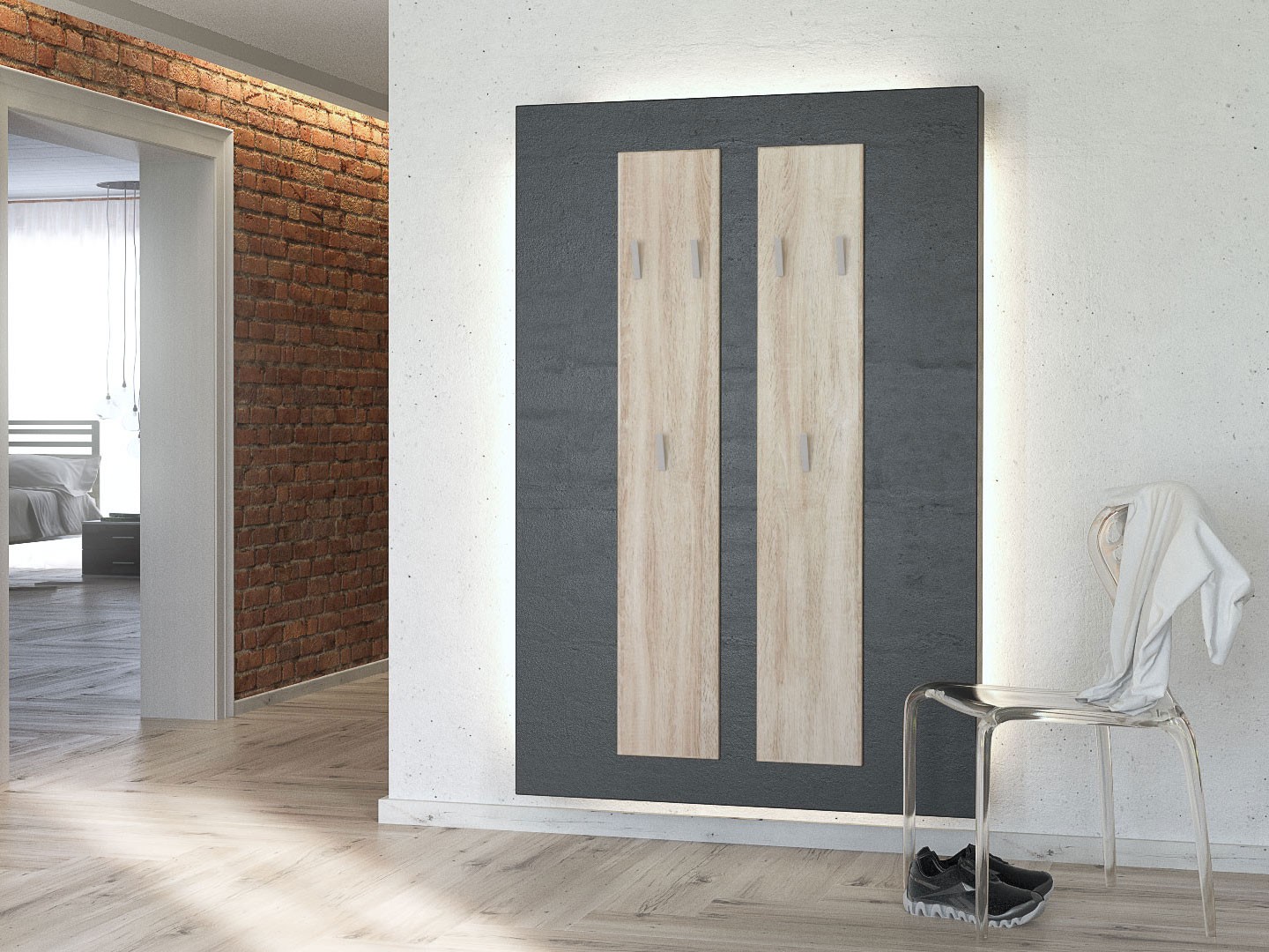 Vestiaire mural d'entrée design 140 cm