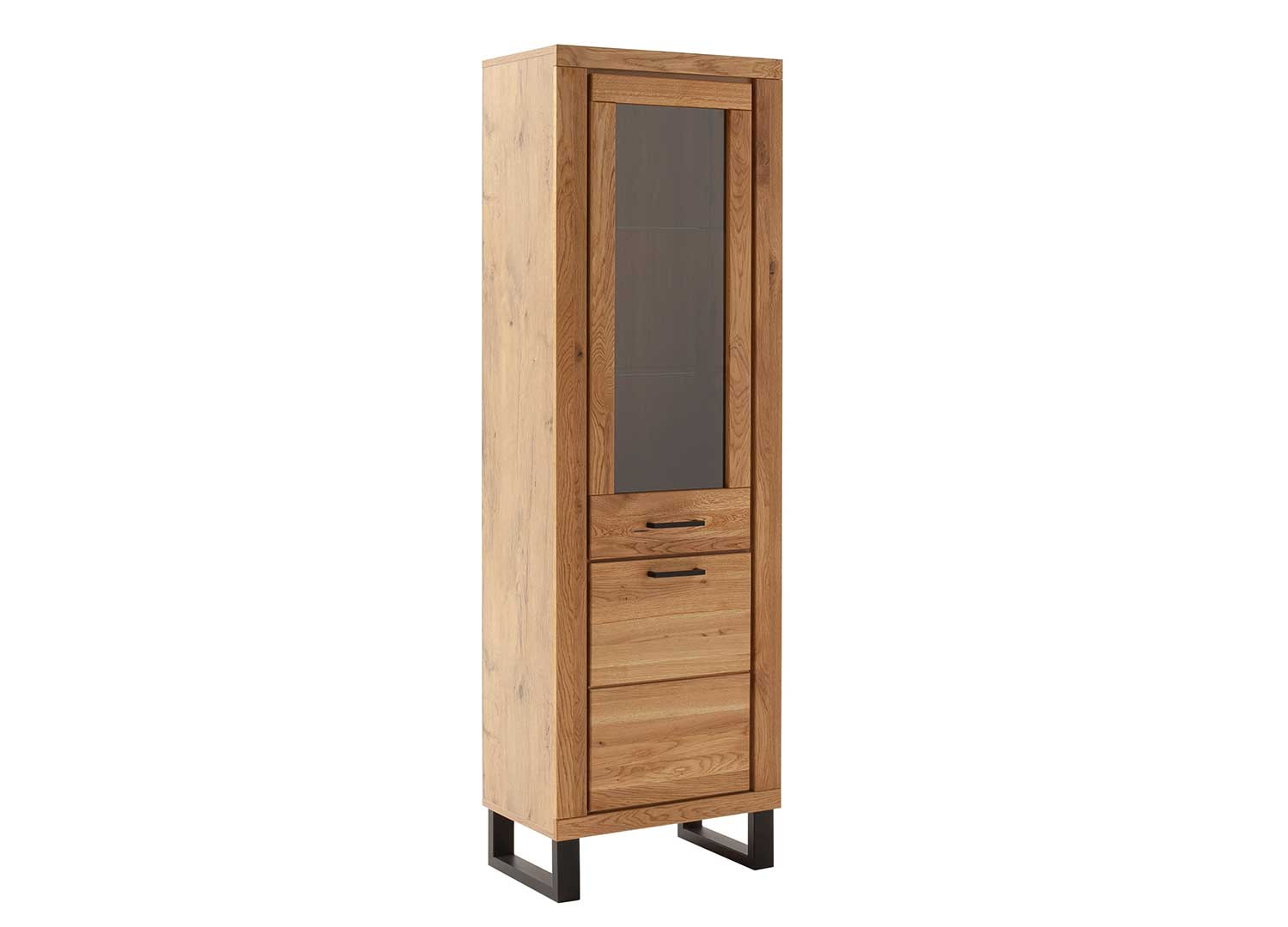 Vitrine 2 portes 199 cm en bois chêne sauvage Jambo