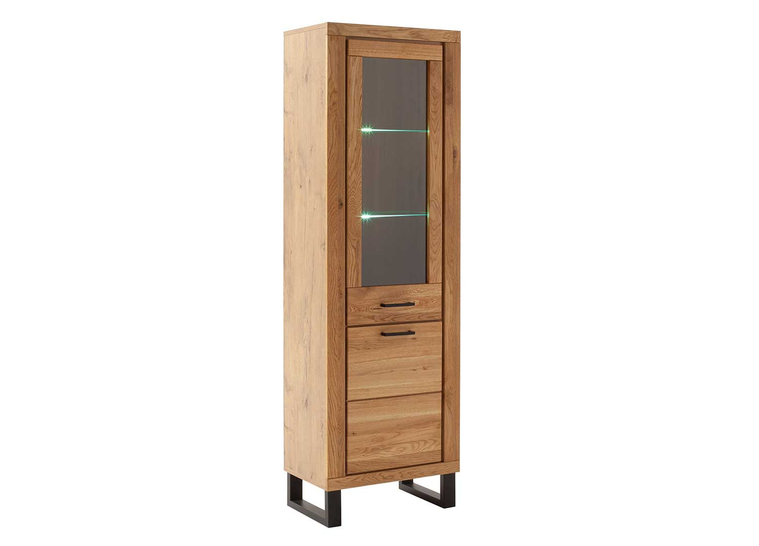 Vitrine 2 portes 199 cm en bois chêne sauvage Jambo