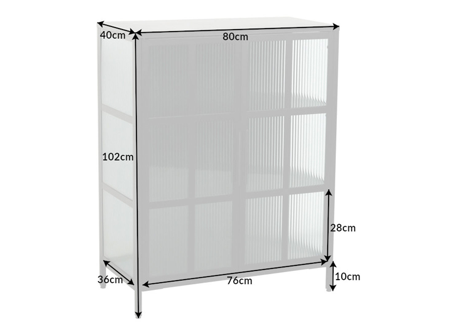 Vitrine de rangement en métal noir style industriel 102 cm