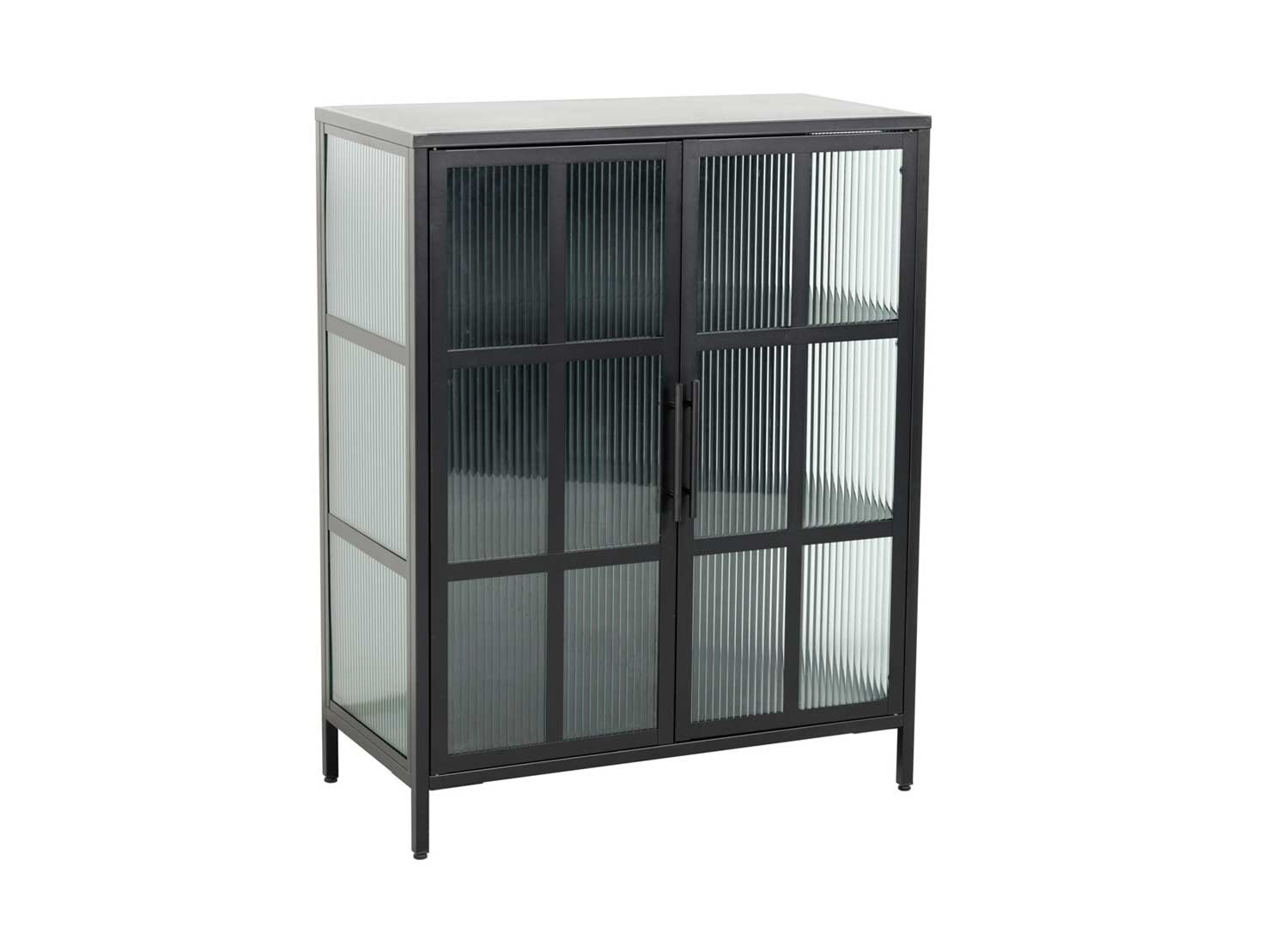 Vitrine de rangement en métal noir style industriel 102 cm