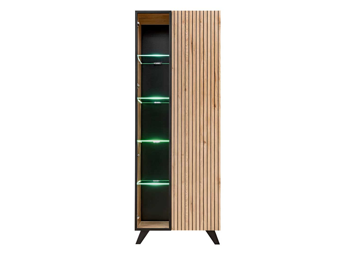 Vitrine haute 2 portes 70 cm bois et noir