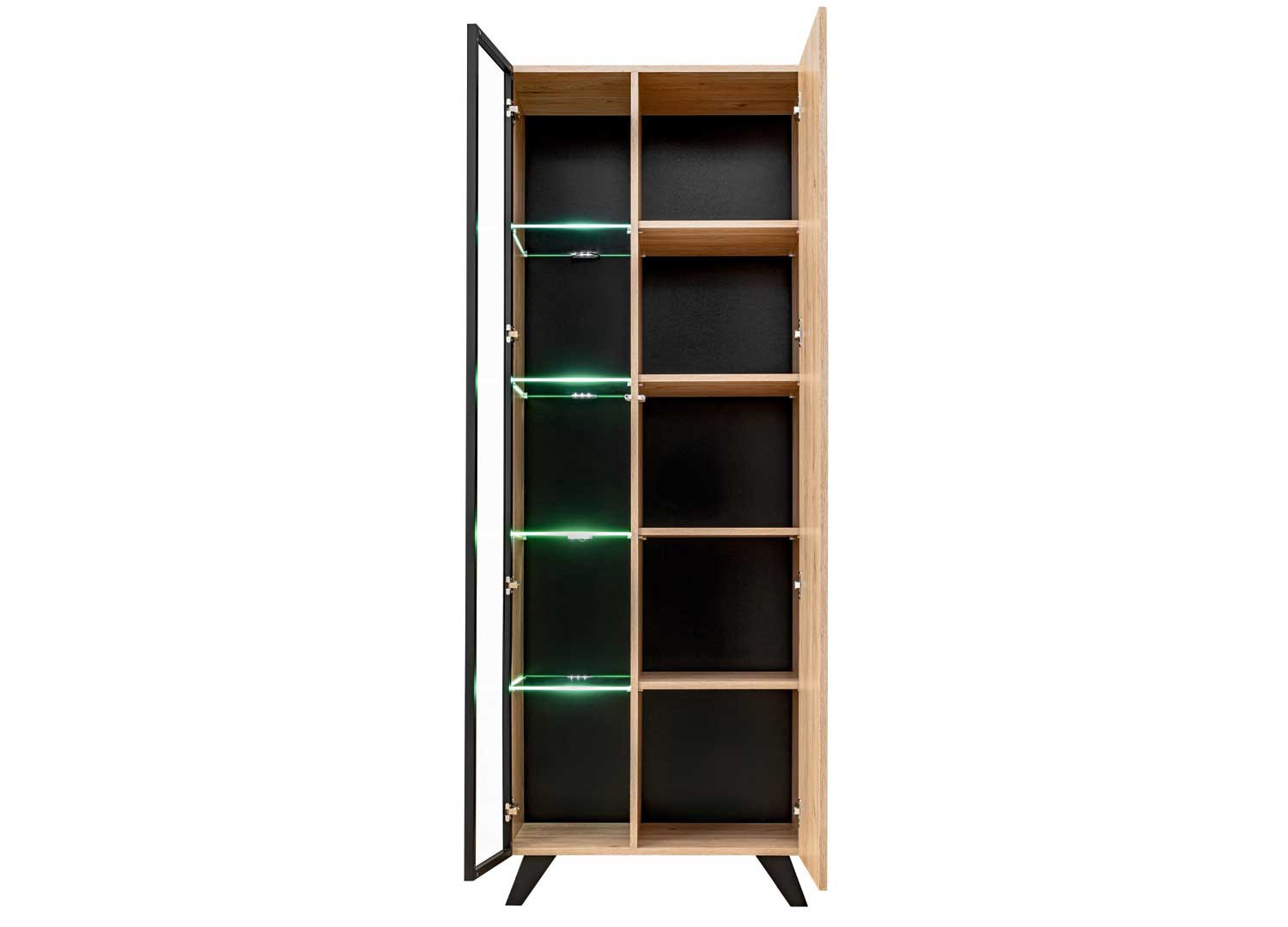 Vitrine haute 2 portes 70 cm bois et noir