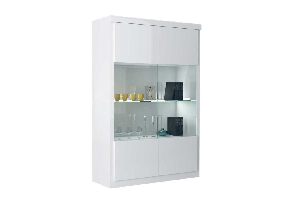 Vitrine moderne blanc laqué à led