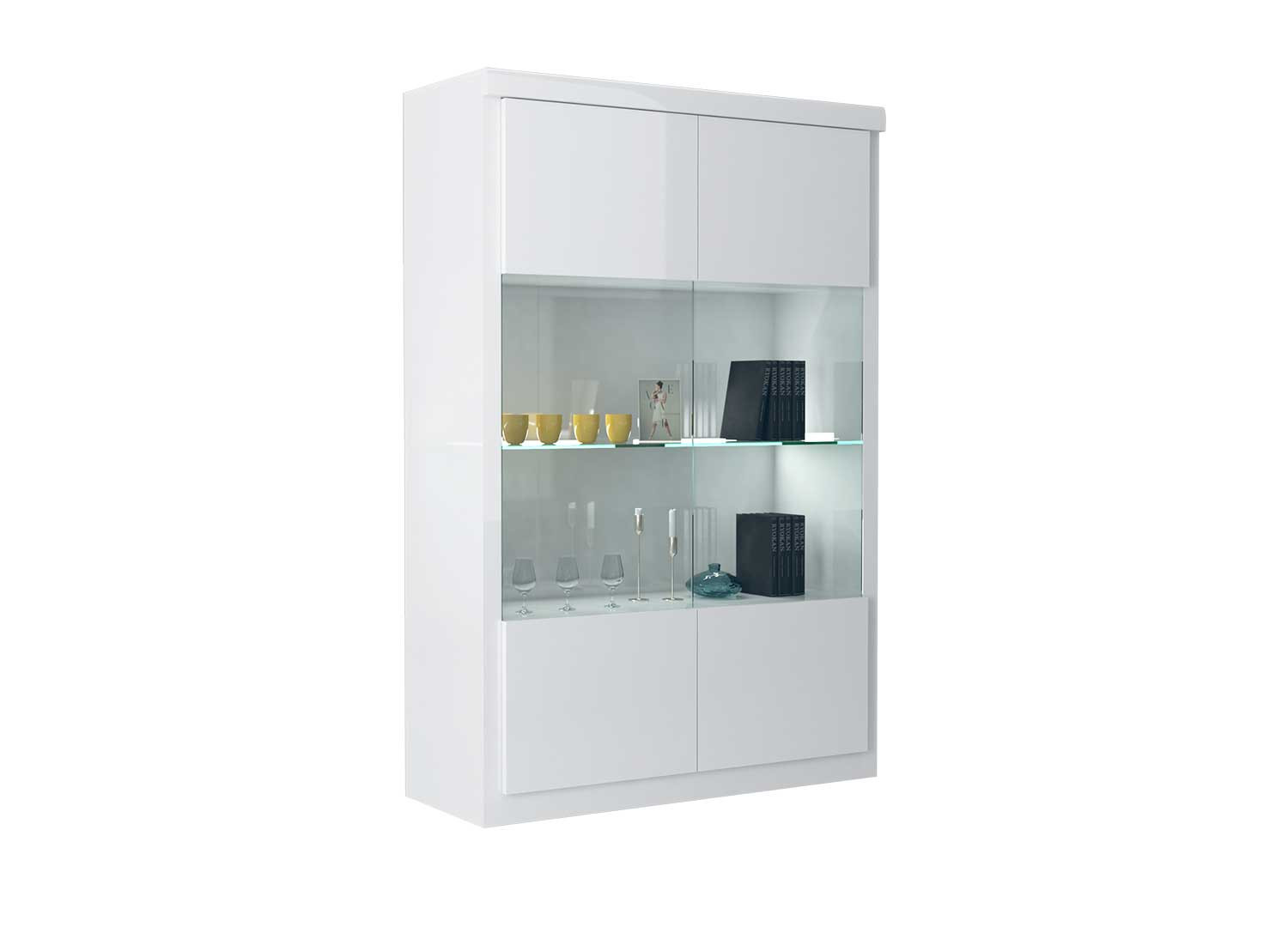 Vitrine moderne blanc laqué à led