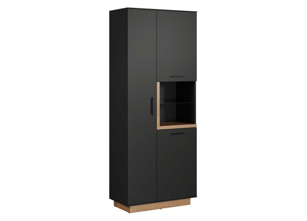 Vitrine moderne gris anthracite et chêne