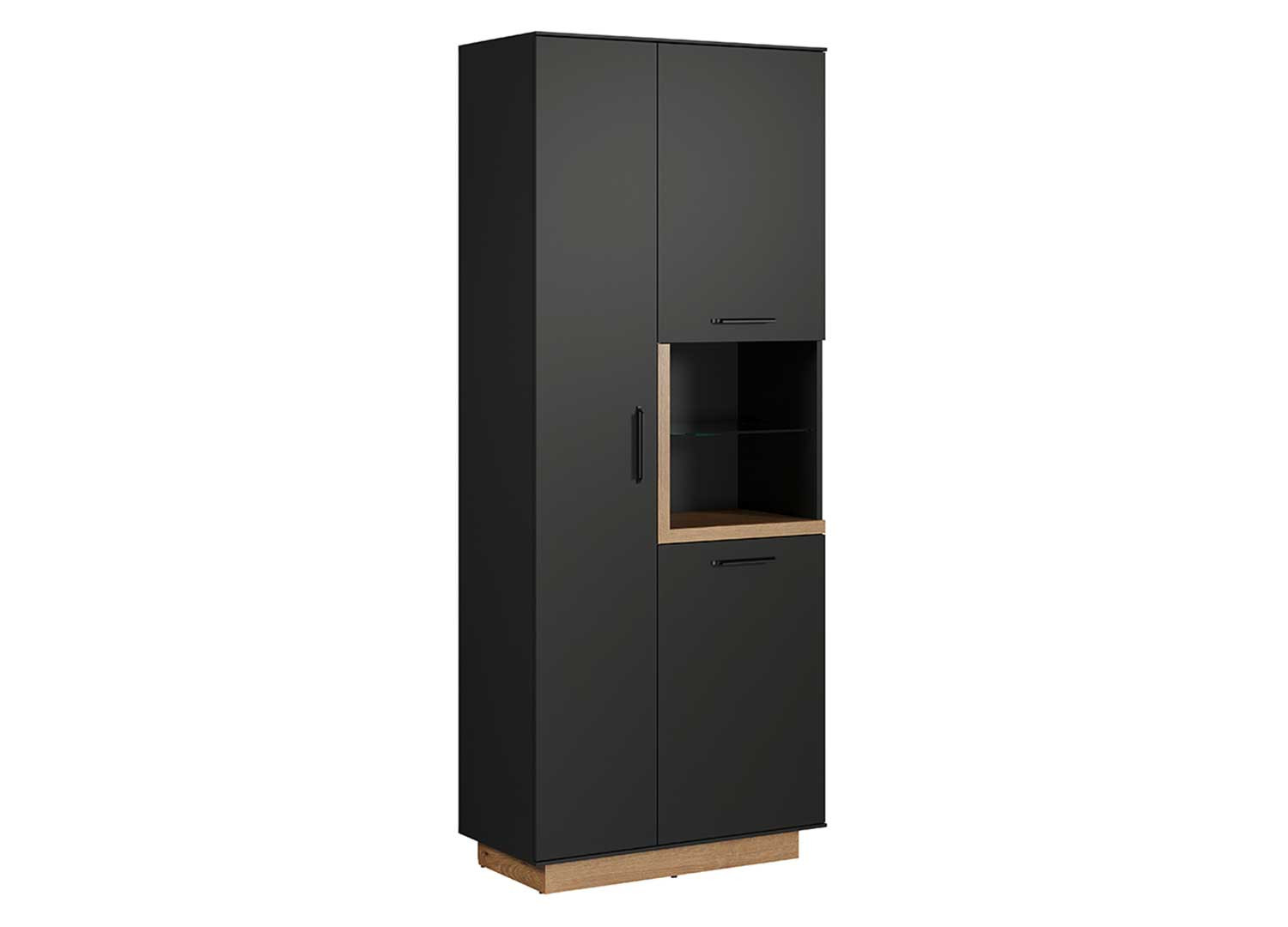 Vitrine moderne gris anthracite et chêne