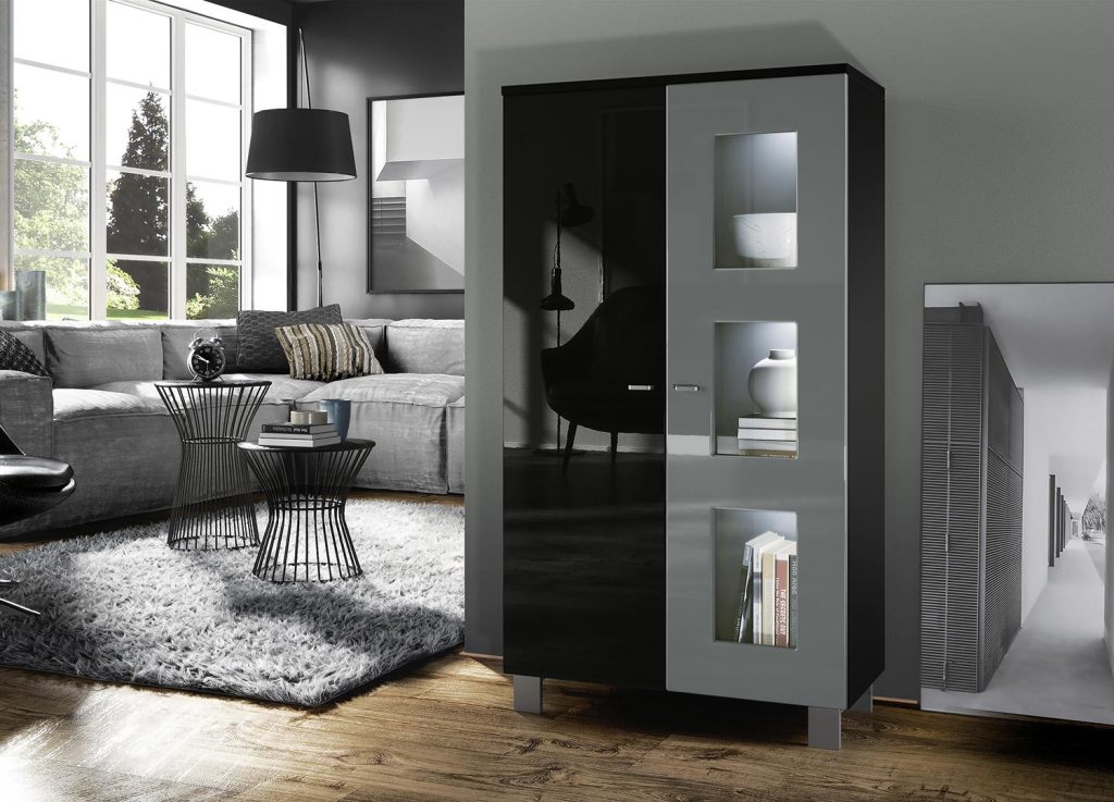 Vitrine rangement basse 2 portes