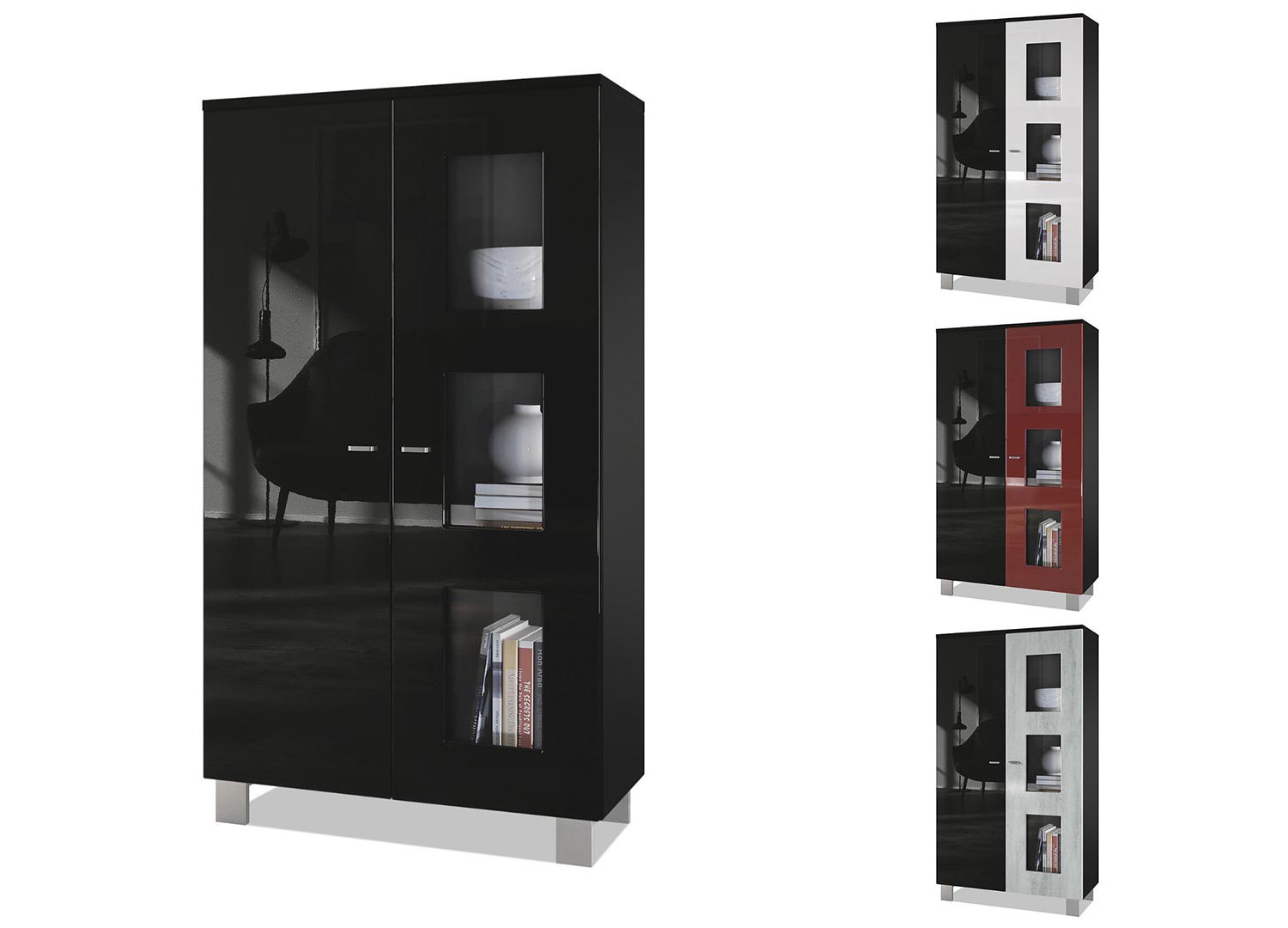 Vitrine rangement basse 2 portes