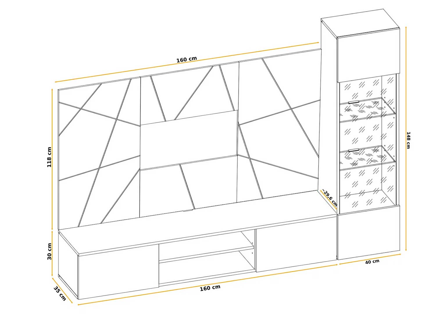 Détail des dimensions de l'ensemble Oslo
