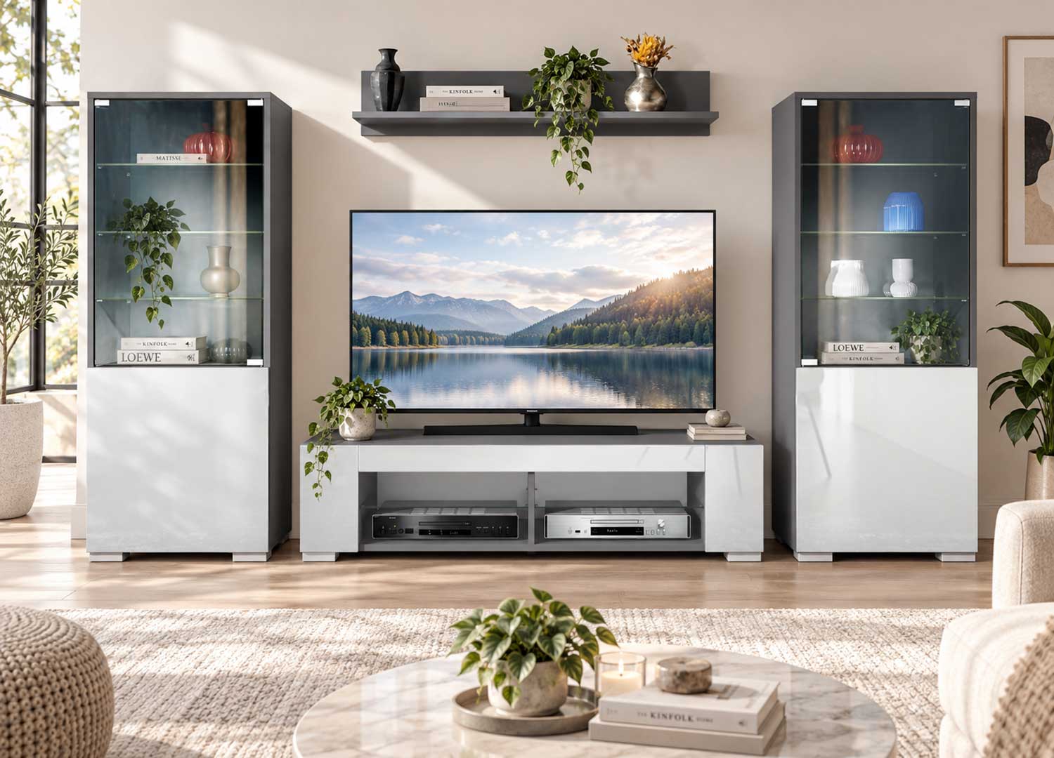 Ensemble TV moderne blanc laqué