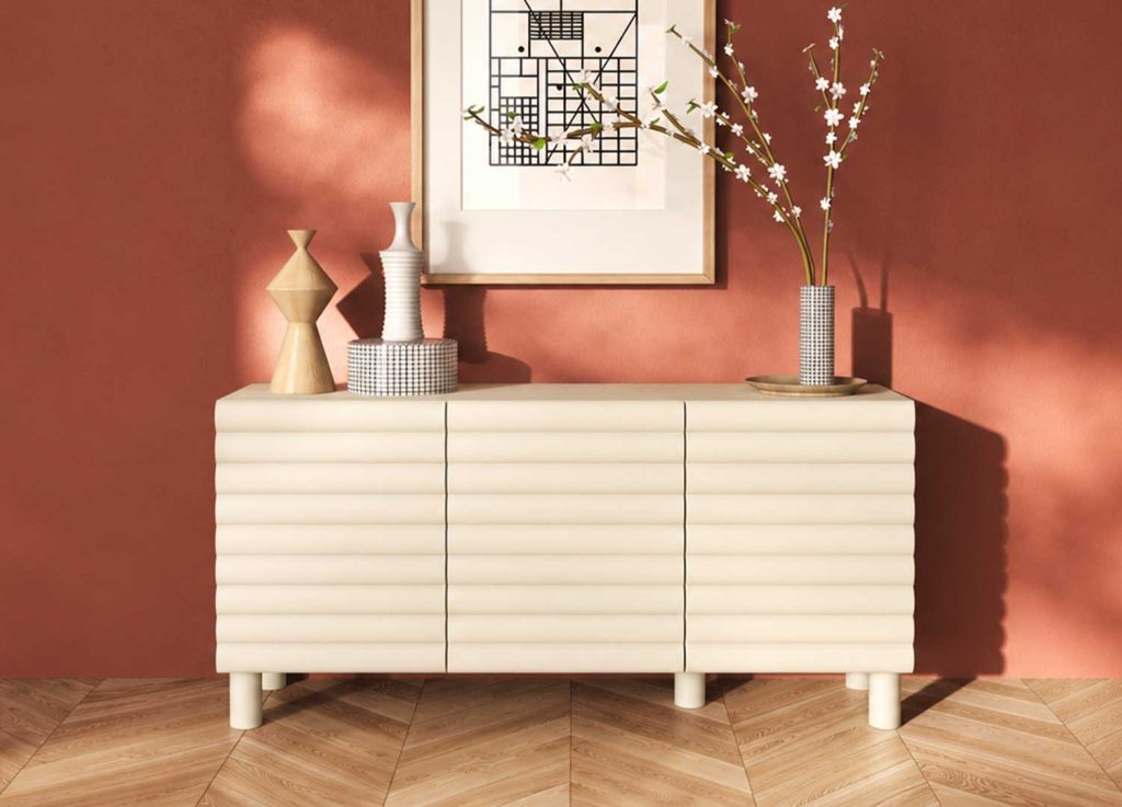 Meuble buffet moderne crème 151 cm