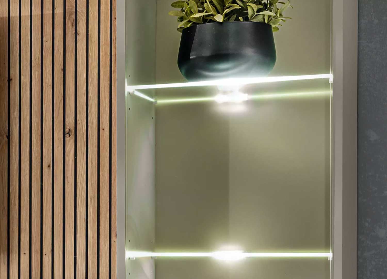 Vitrine en verre à led blanc