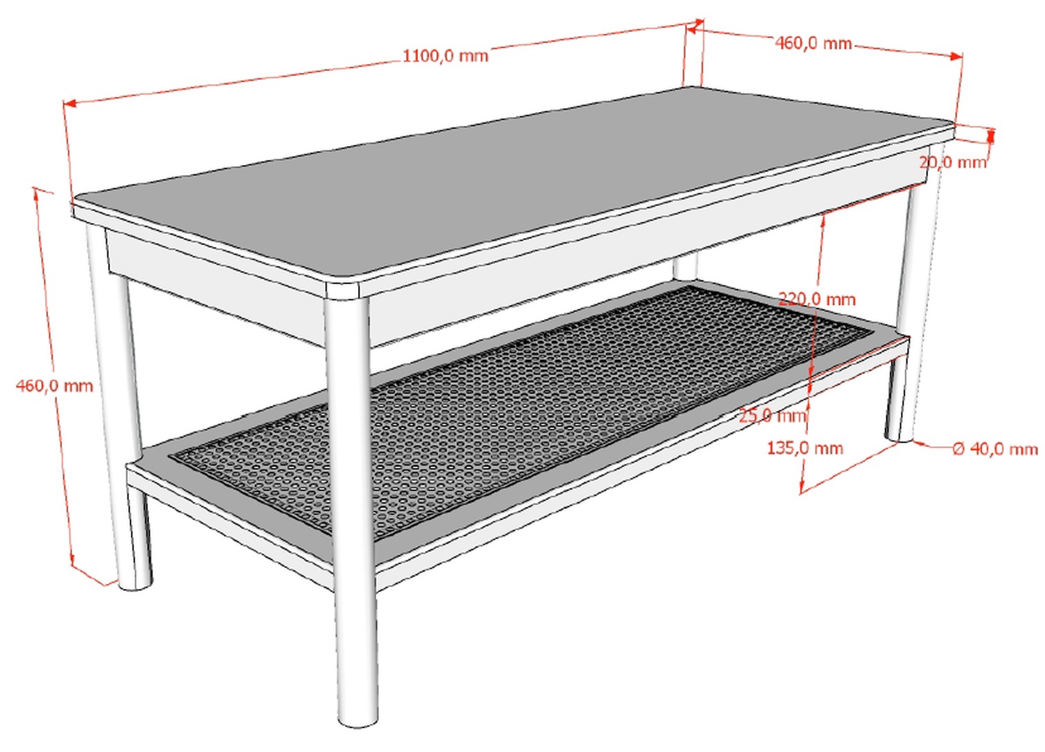 Banc de lit ado chêne et rotin 110 cm Olive – Image 3