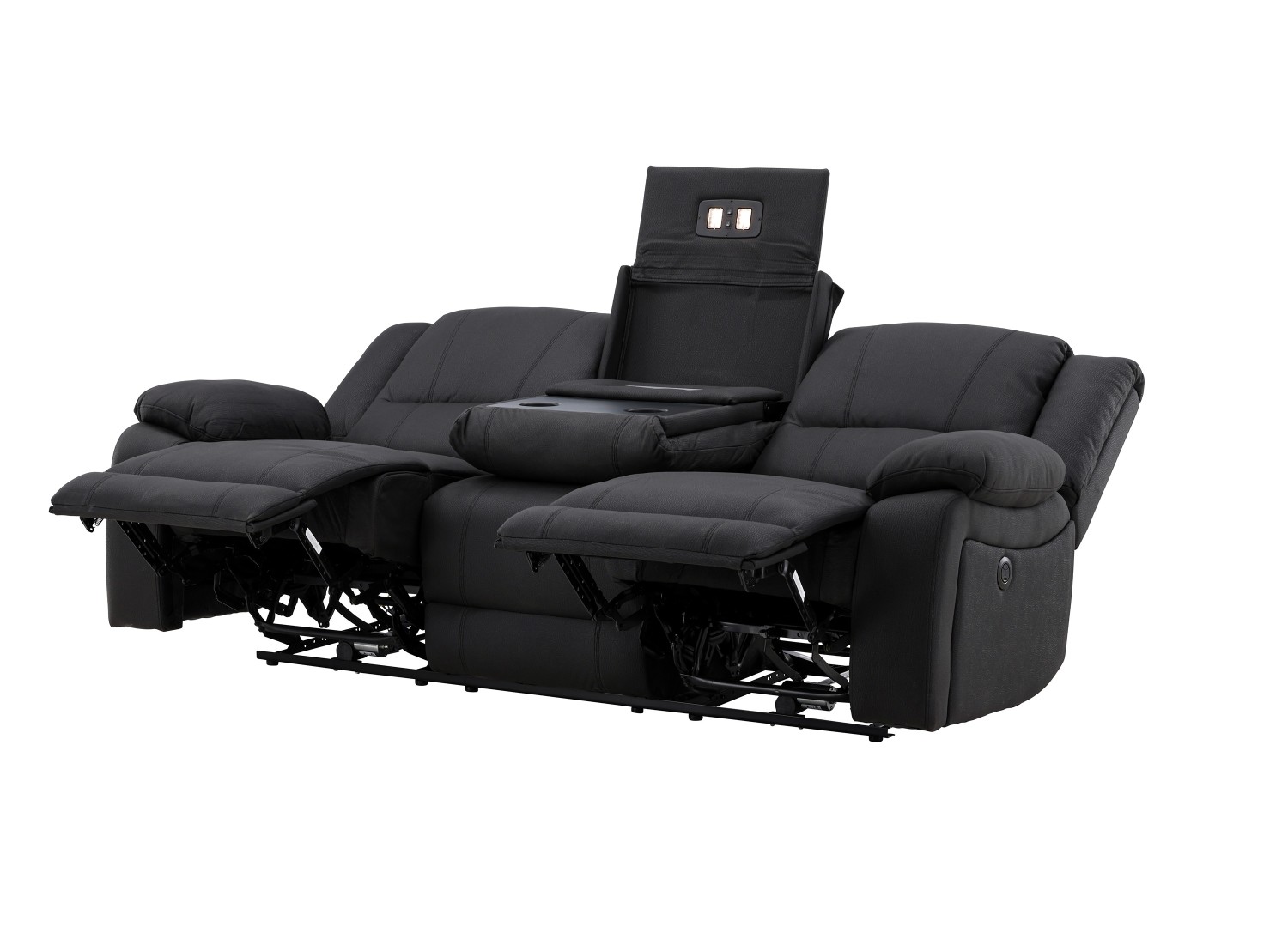 Vue produit du canapé 3 places Singapore en tissu noir – vue 28