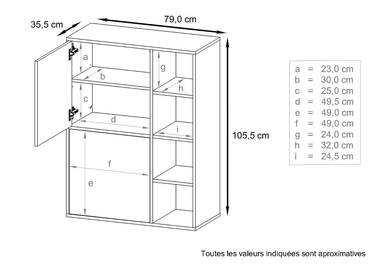 Dimensions du buffet haut Lexa