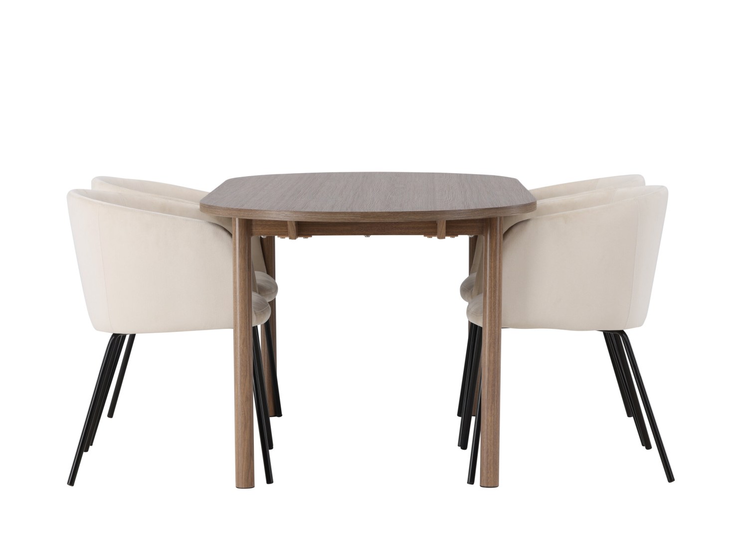 Détail produit de l’ensemble repas Andy et 4 chaises Berit
