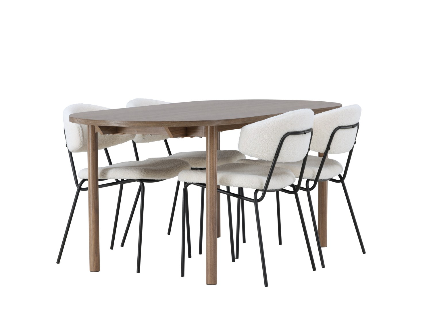 Détail produit de l’ensemble repas Andy et 4 chaises Chico